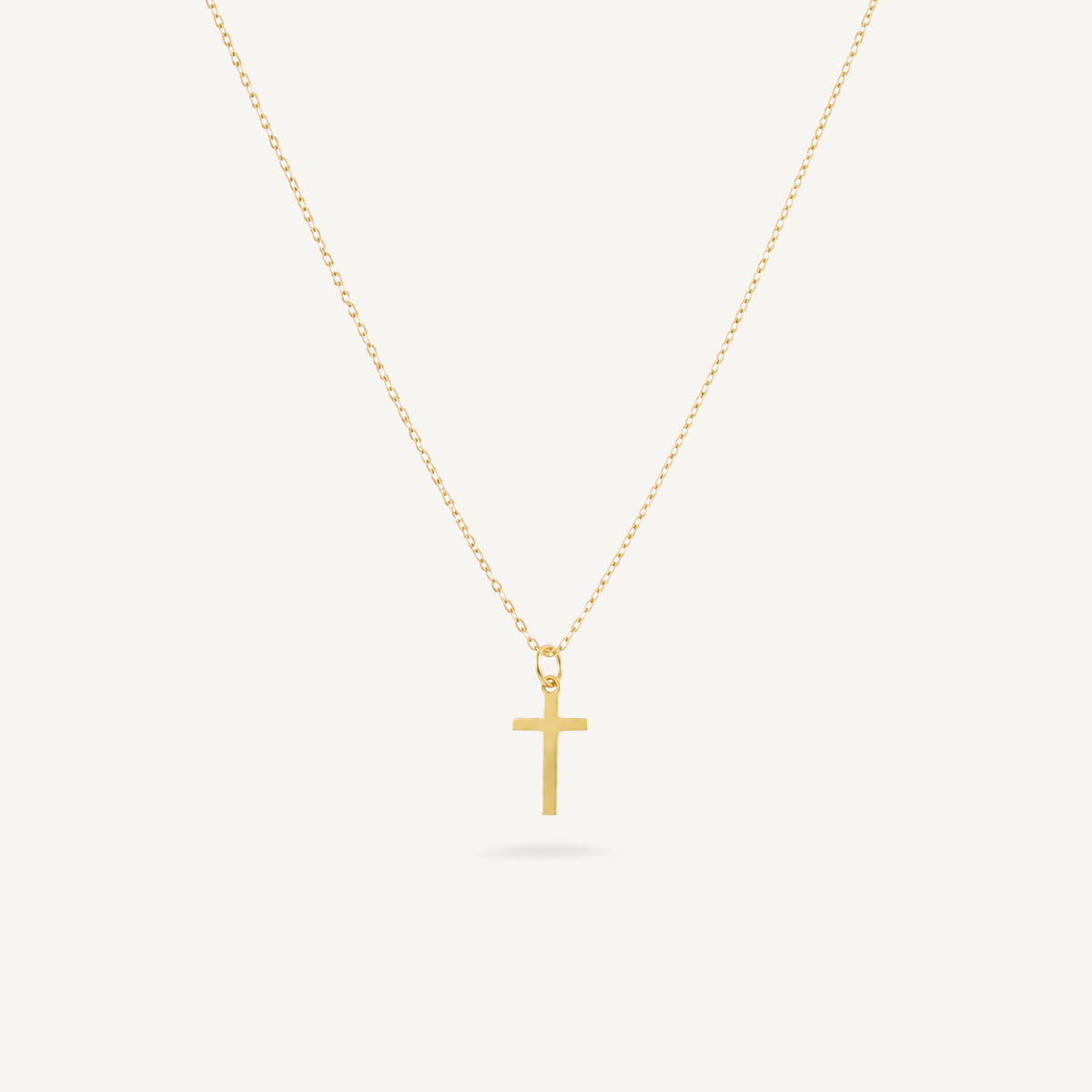 The Mini Cross Necklace in Solid Gold, Engraved