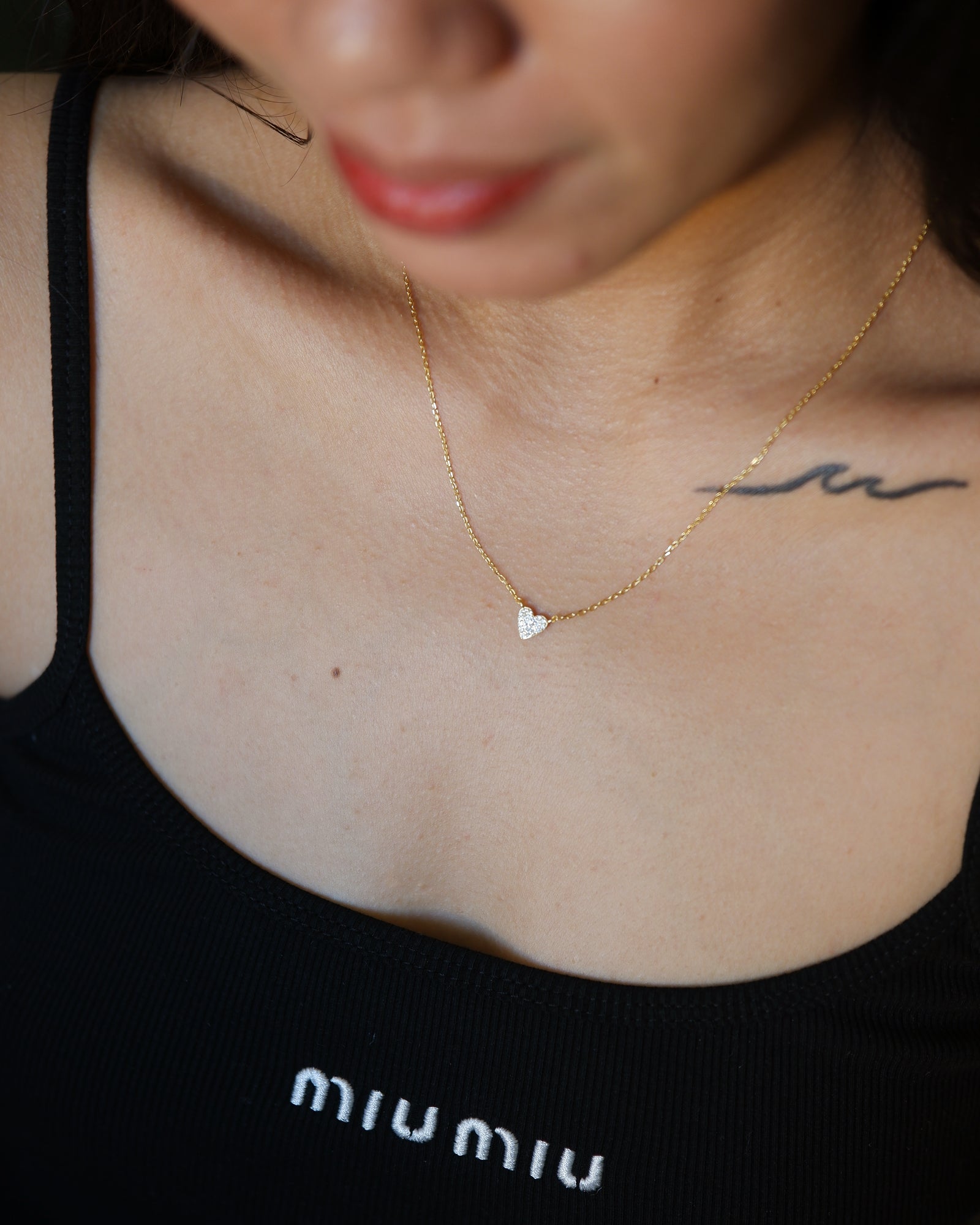 The Full Pave Mini Heart Necklace