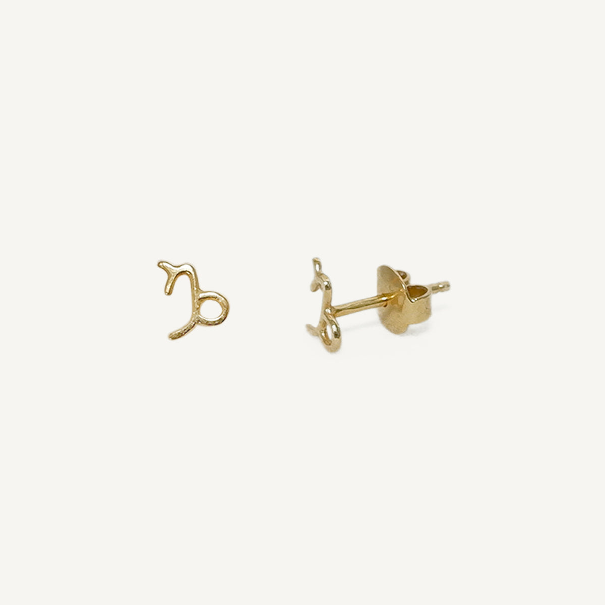 The Mini Zodiac Sign Studs in Solid Gold