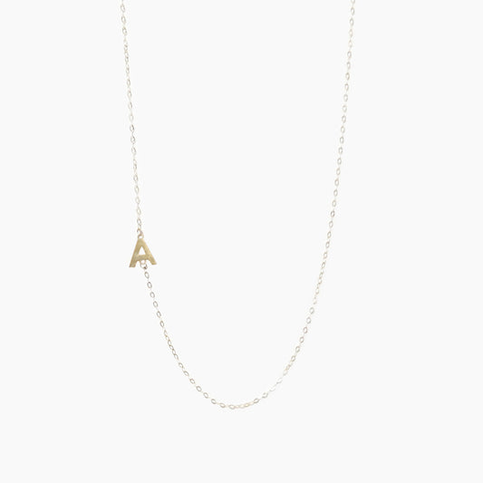 The Mini Sideways Initial Necklace in Solid Gold