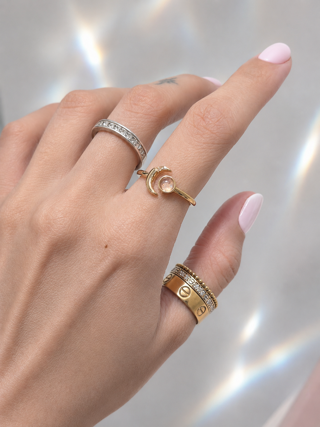 The Moon Peach Pink Ring