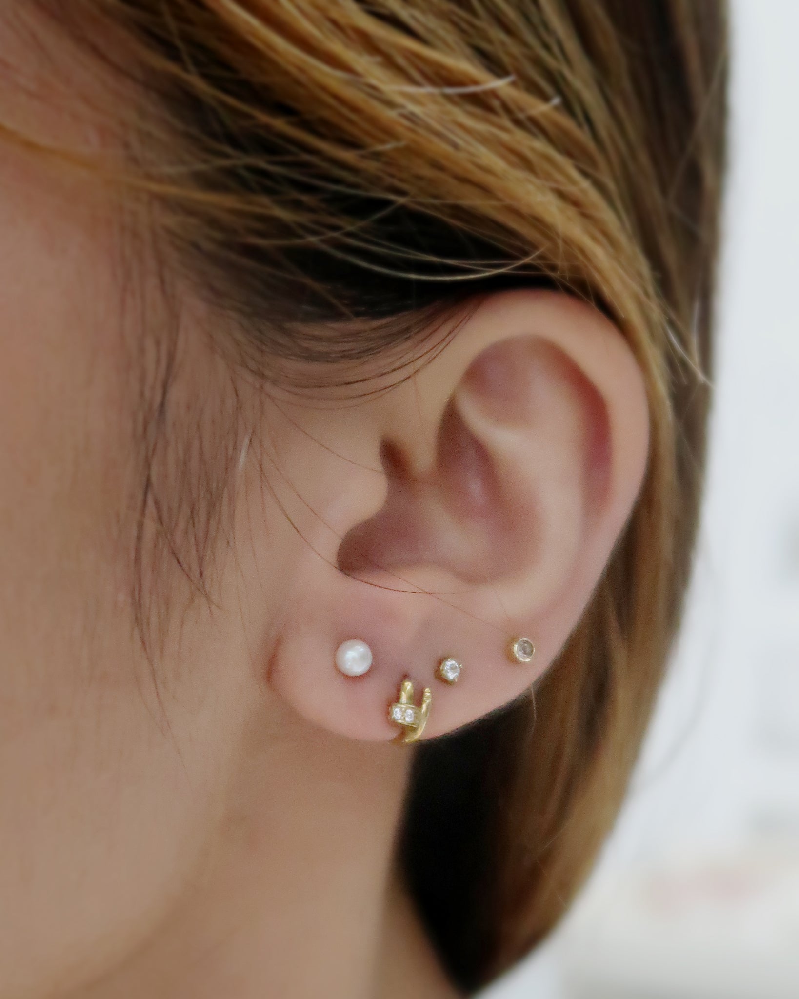 The Mini Pearl Earrings in Solid Gold