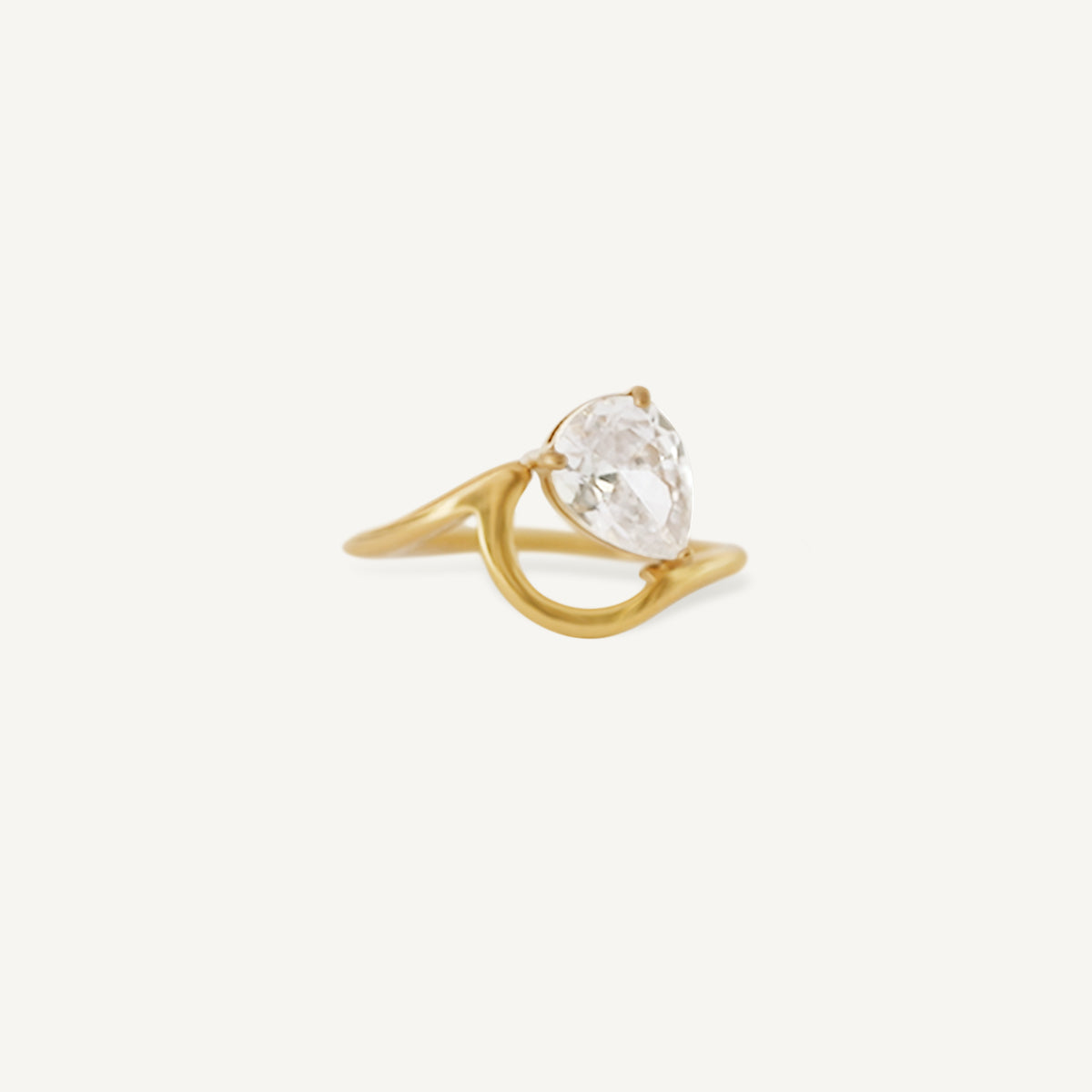 The Nami Wave Pear Solitaire Ring