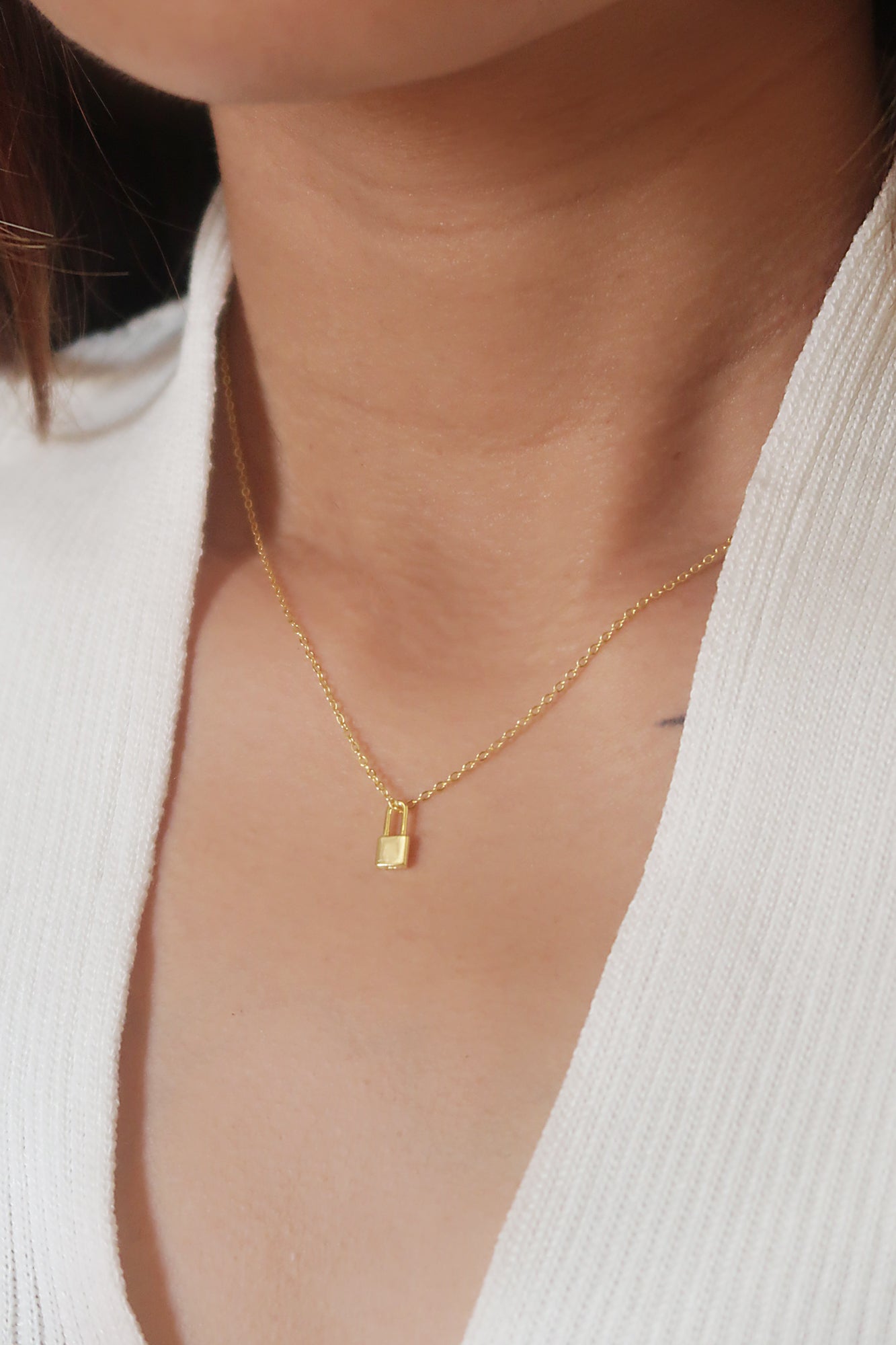 The Tiny Narrow Padlock Promise Necklace