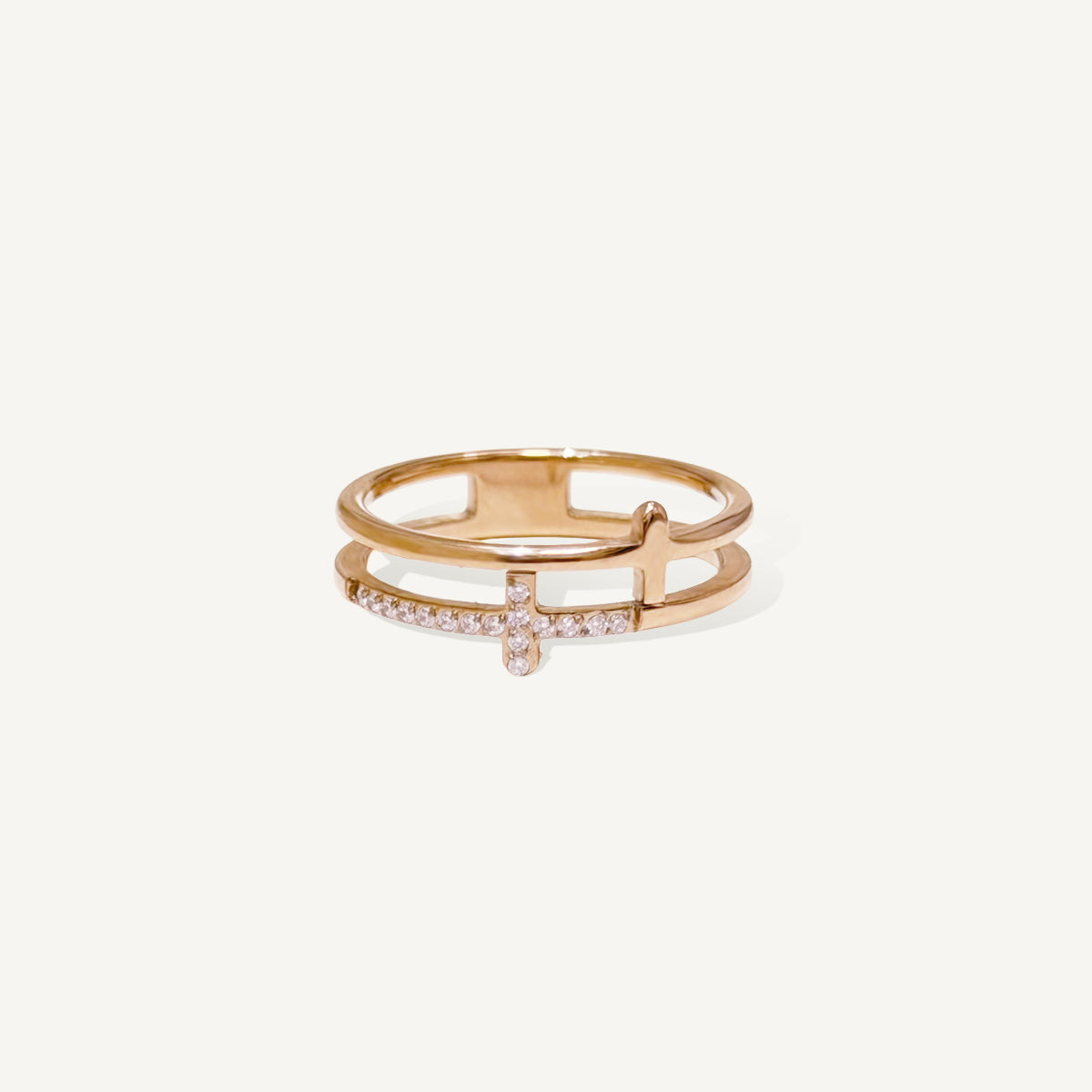 The Double Cross Pave Ring