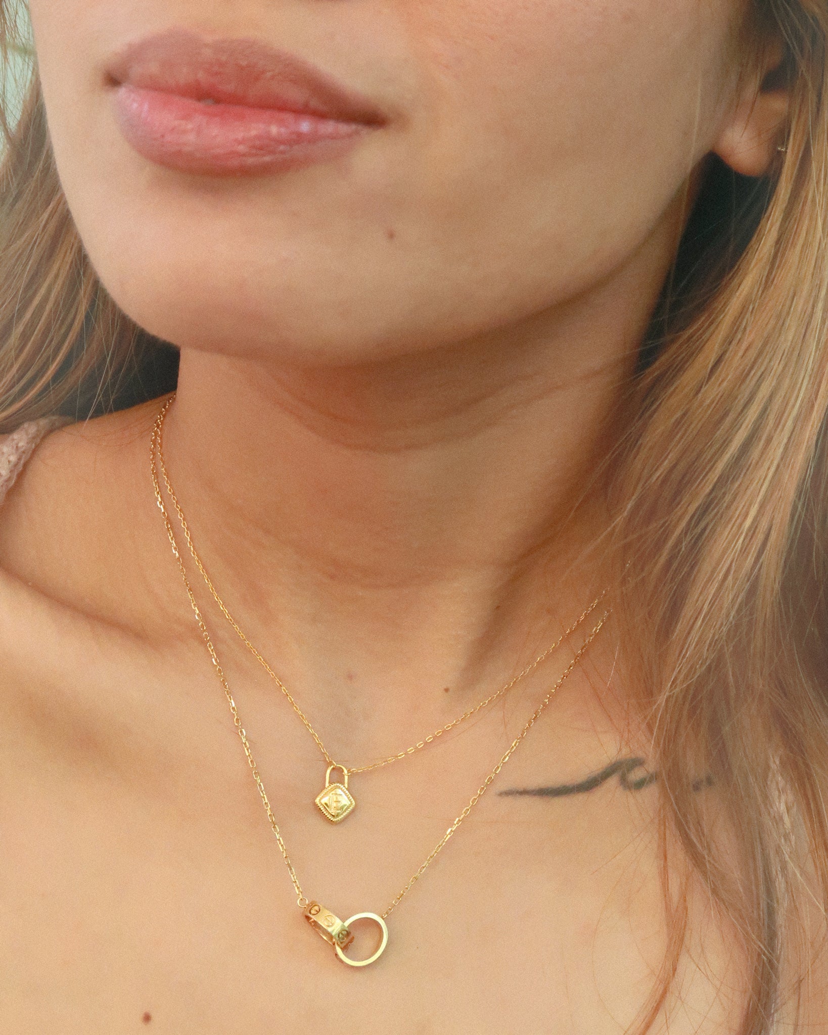 The Tiny Diamond Padlock Initial Necklace
