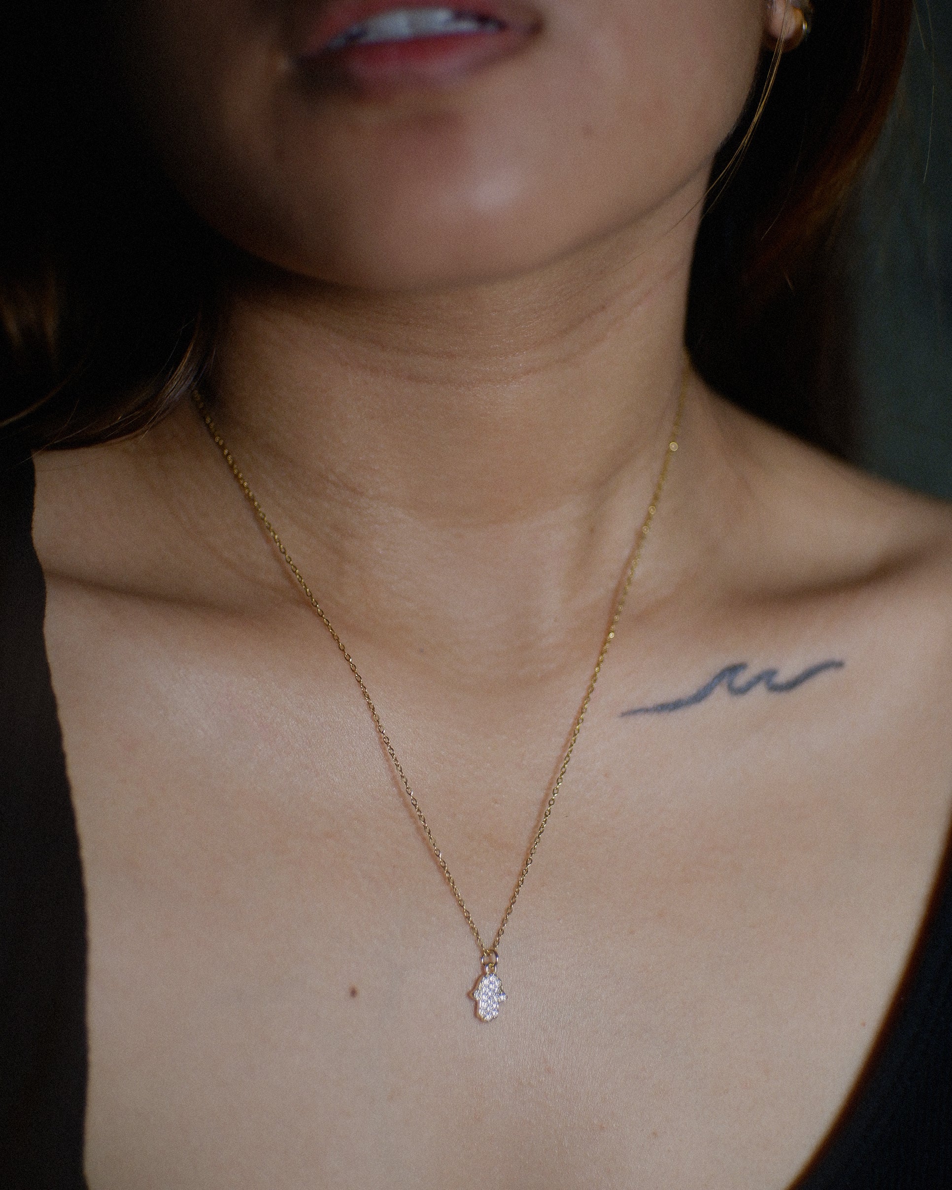 The Pave Hamsa Necklace