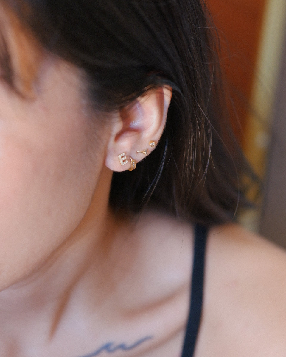 The Tiny Pave Initial Earrings