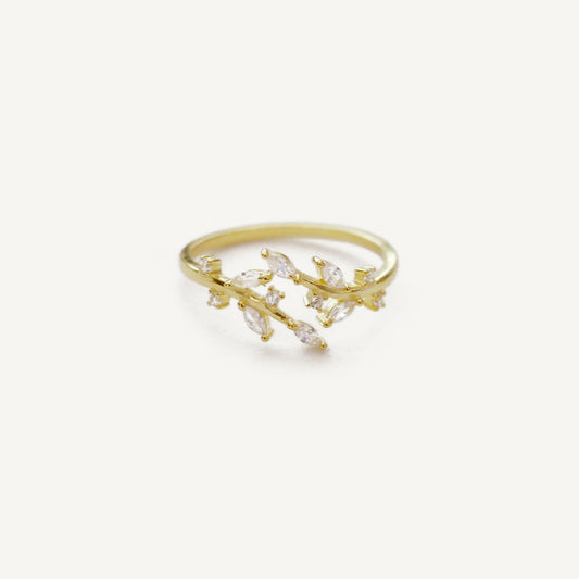 The Any-size Pave Leaf Wrap Ring