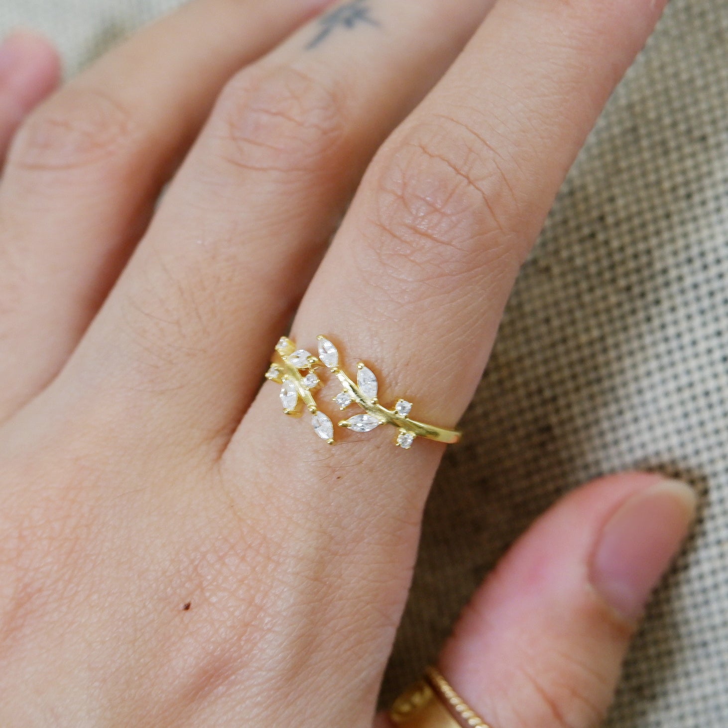 The Any-size Pave Leaf Wrap Ring