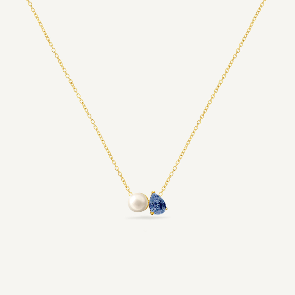 The Signature Floating Pear and Pearl Birthstone Necklace