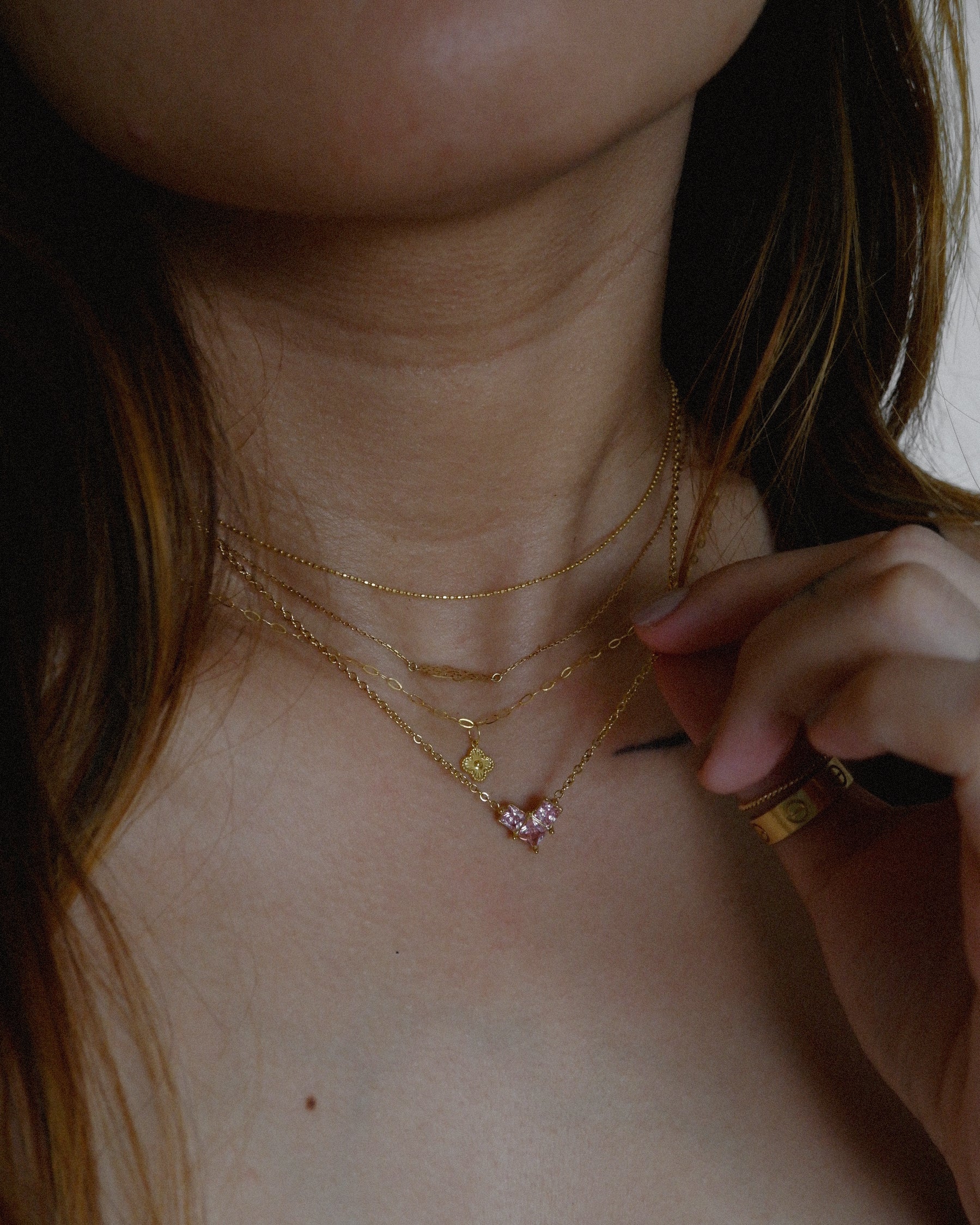 The Pink Ice Floating Heart Necklace