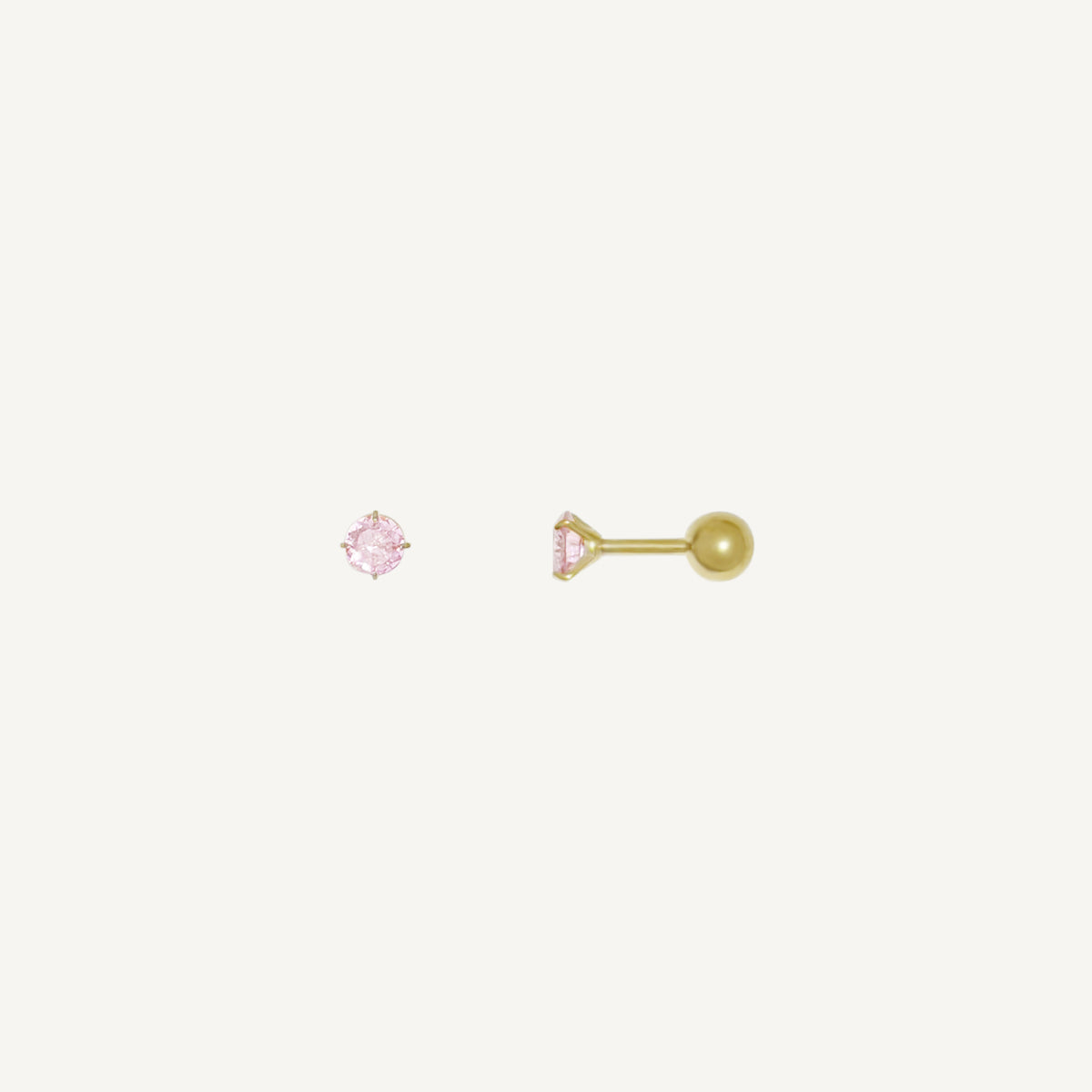 The Pink Ice Solitaire Screw Back Studs