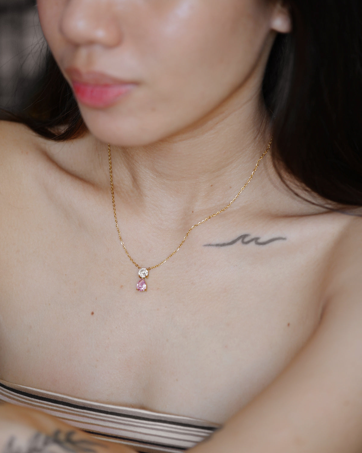 The Pink Pear Drop Necklace