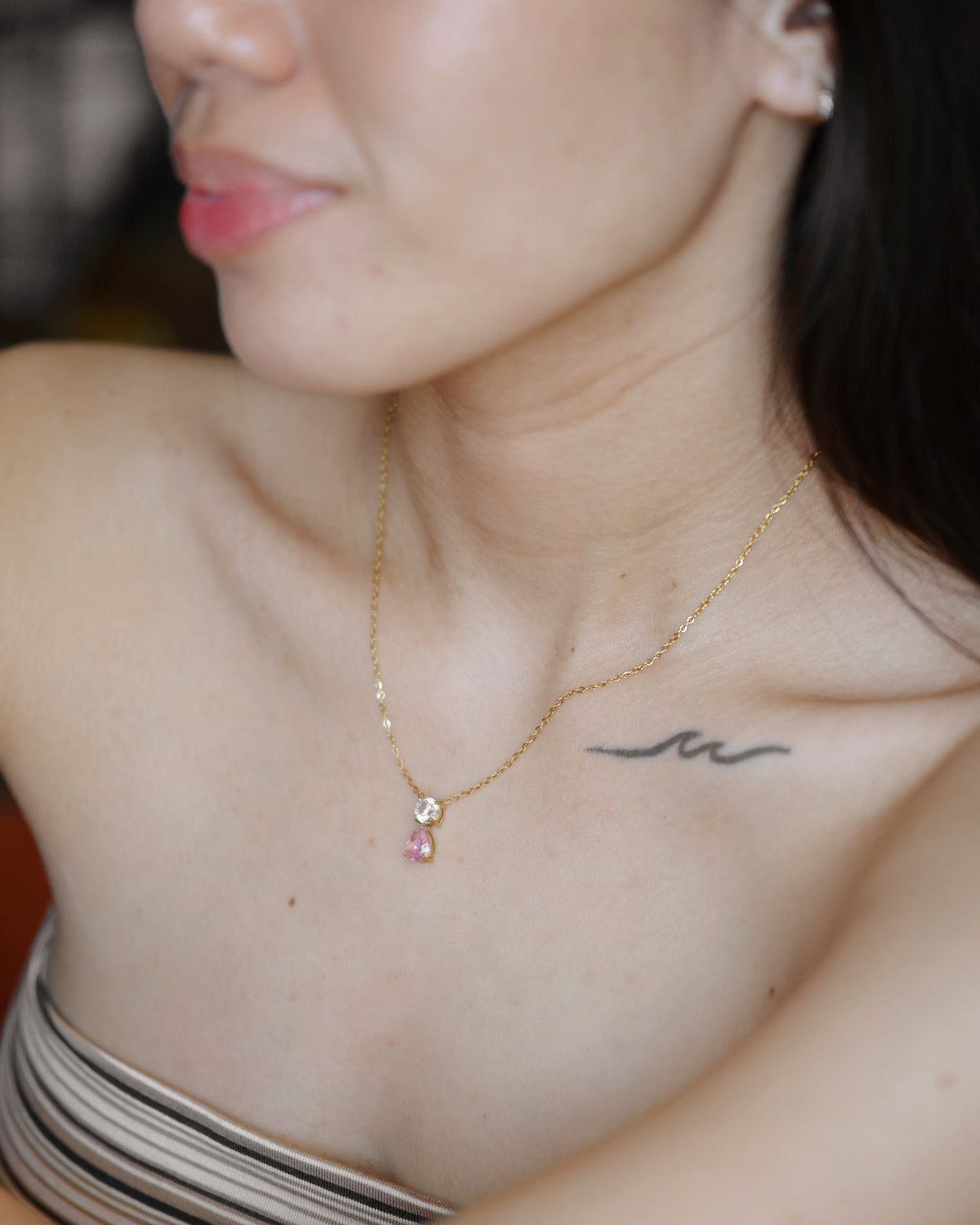 The Pink Pear Drop Necklace