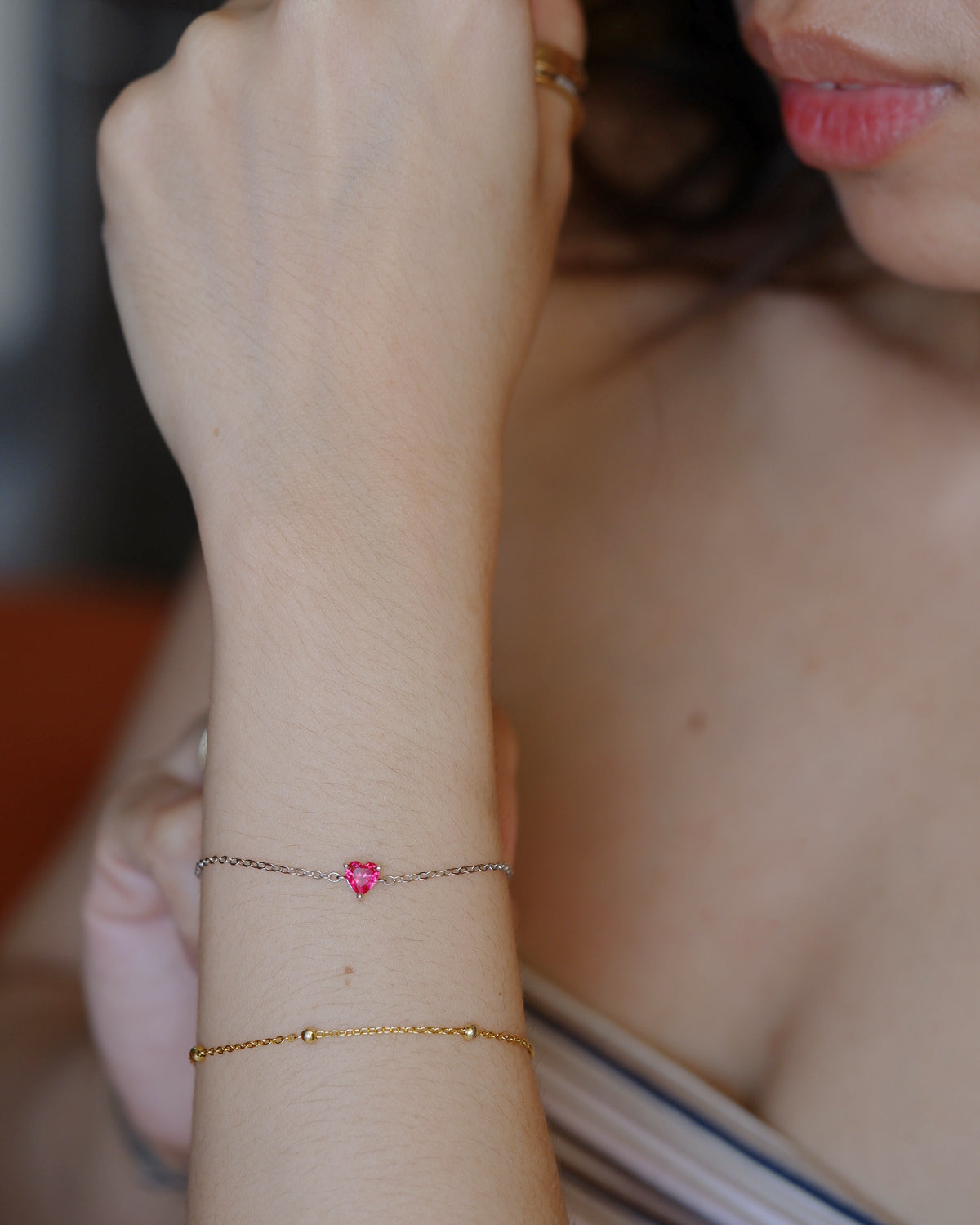 The Ruby Heart Skinny Bracelet