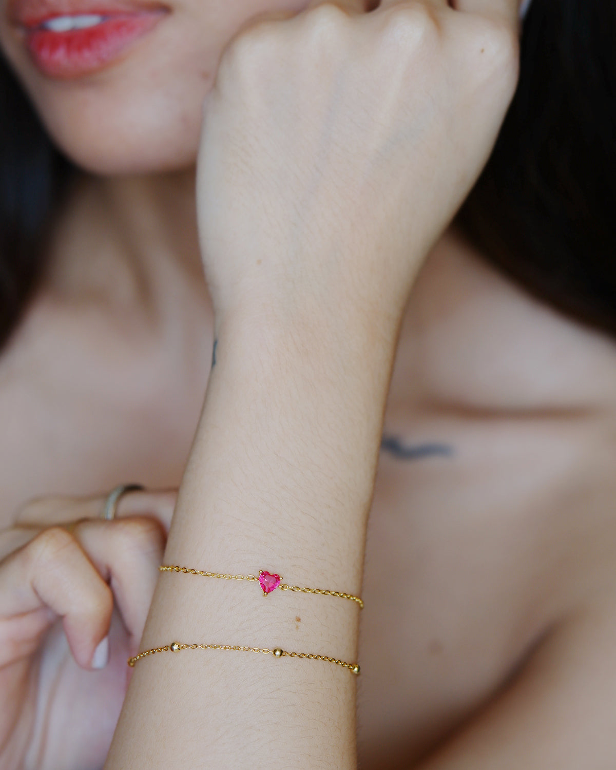 The Ruby Heart Skinny Bracelet