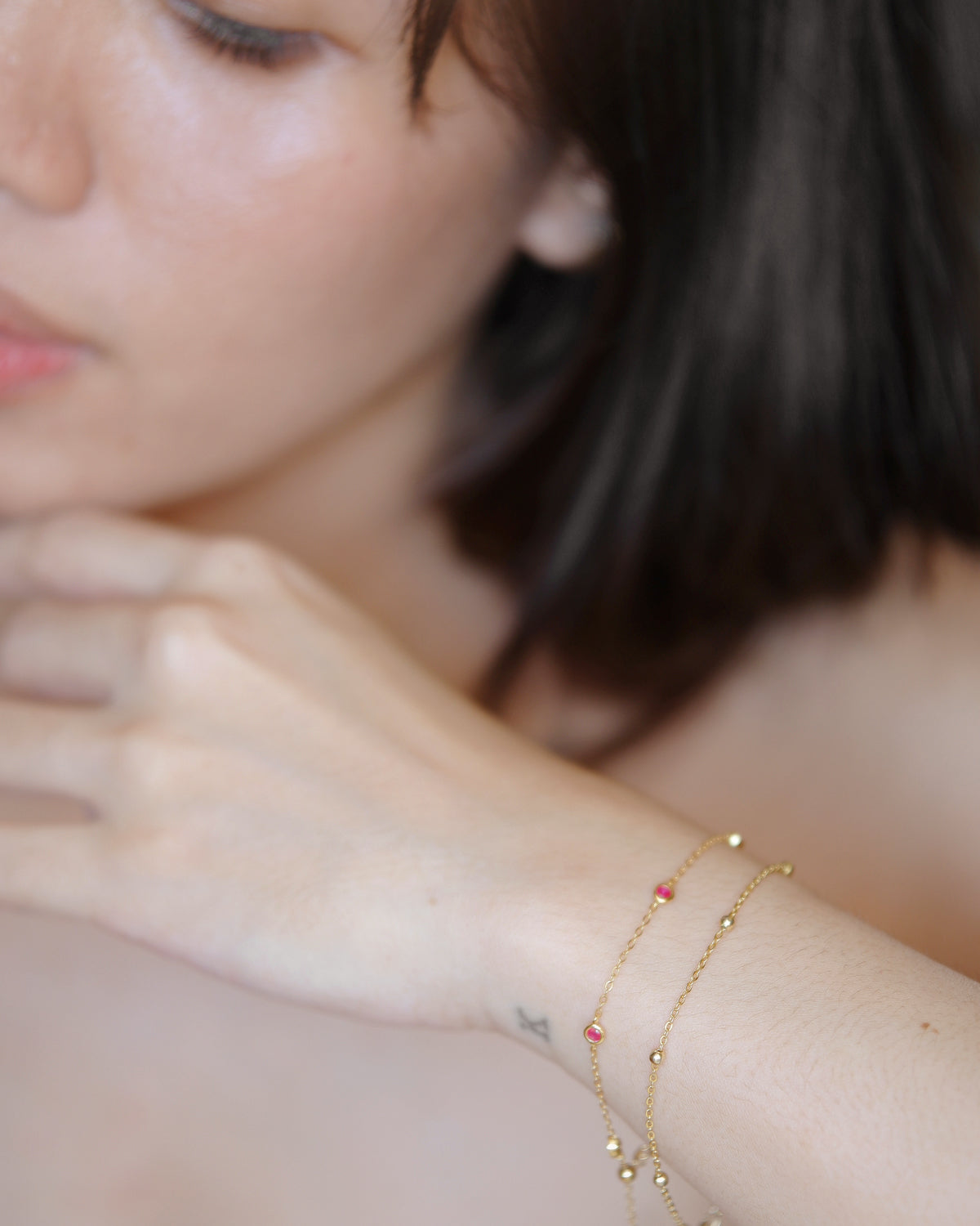 The Mini Ruby Solitaire Station Bracelet