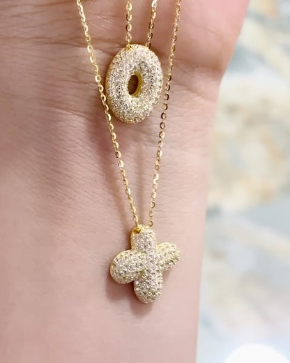 The Iced Pave Chunky Bubble Initial Necklace