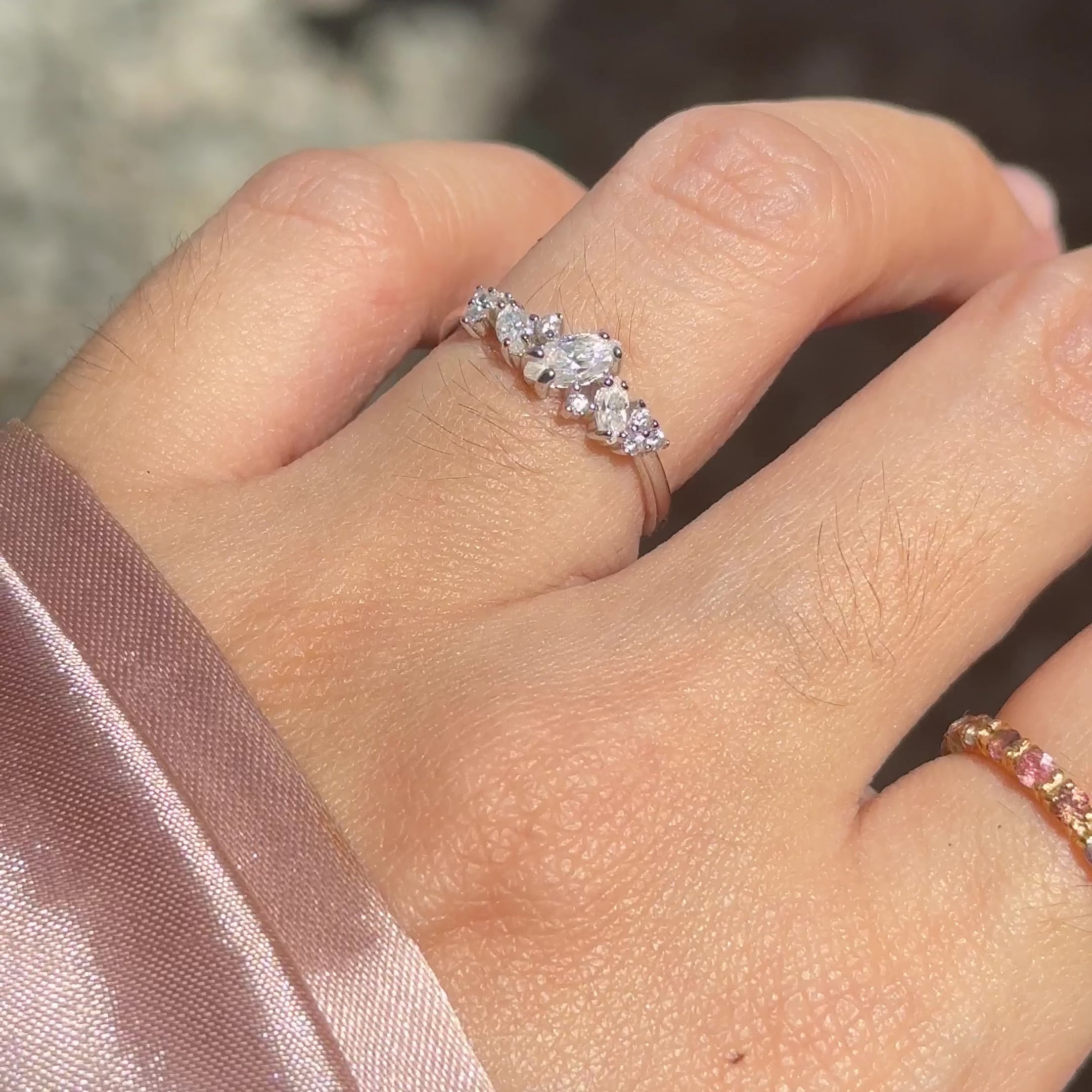 The Aurora Scattered Moissanite Ring