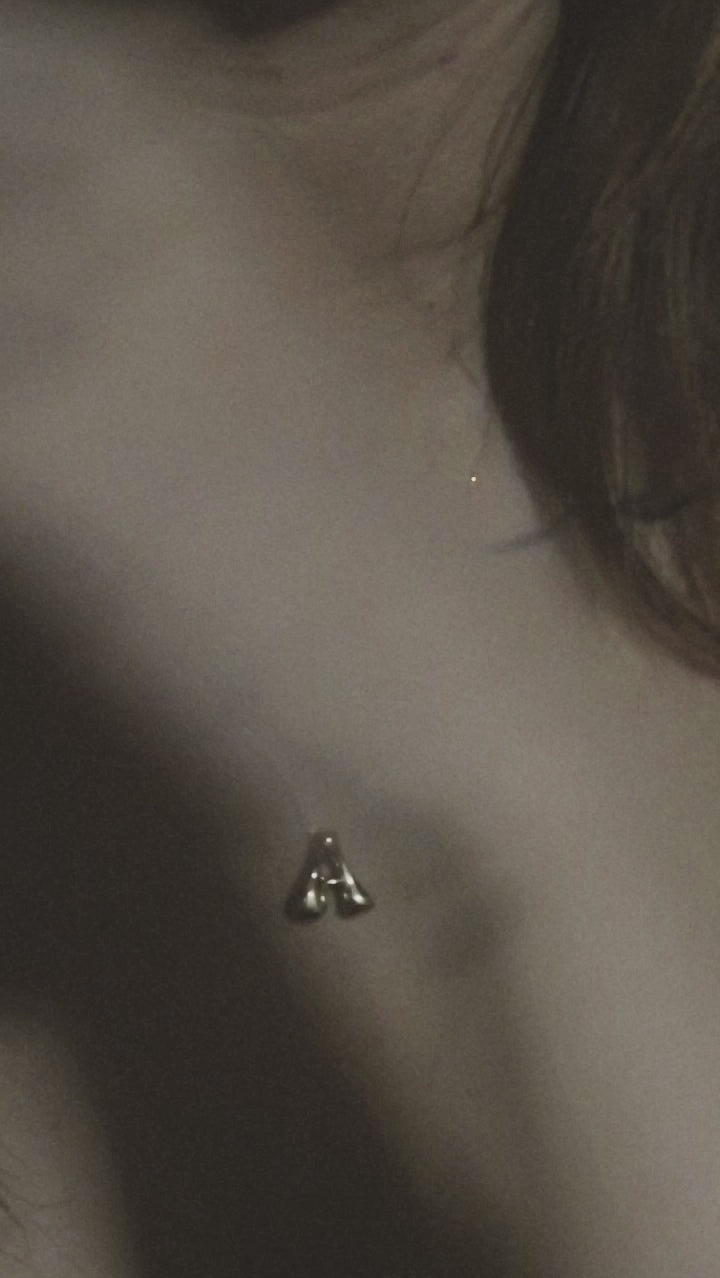 The Bubble Initial Pendant in Solid Gold