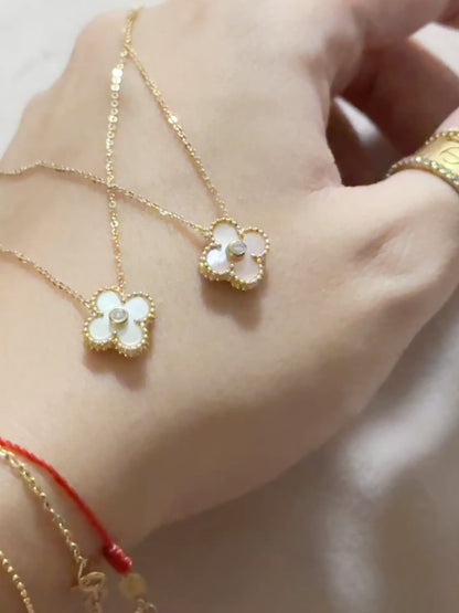 The Diamond Clover Necklace in Solid Gold