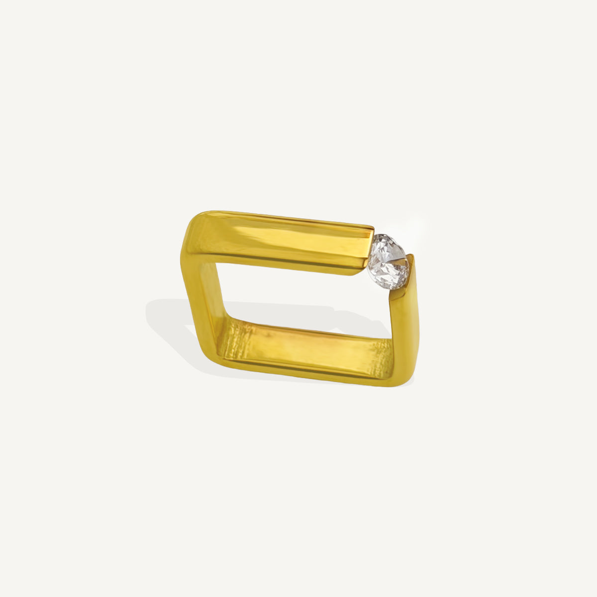 Side Solitaire Square Band Ring
