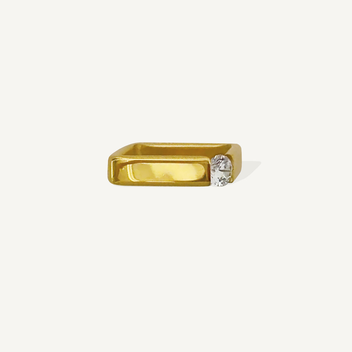 Side Solitaire Square Band Ring