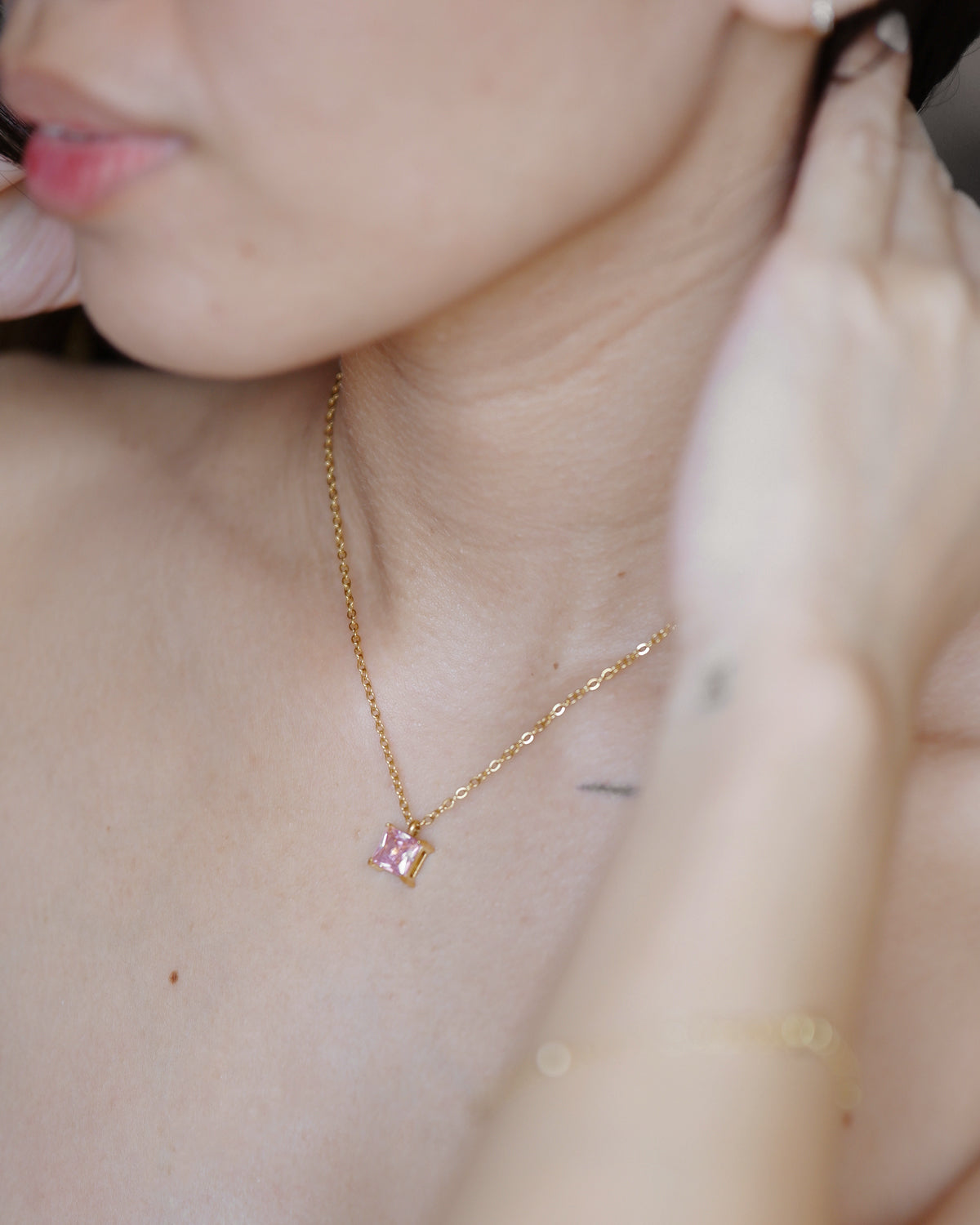 The Pink Ice Princess Cut Necklace