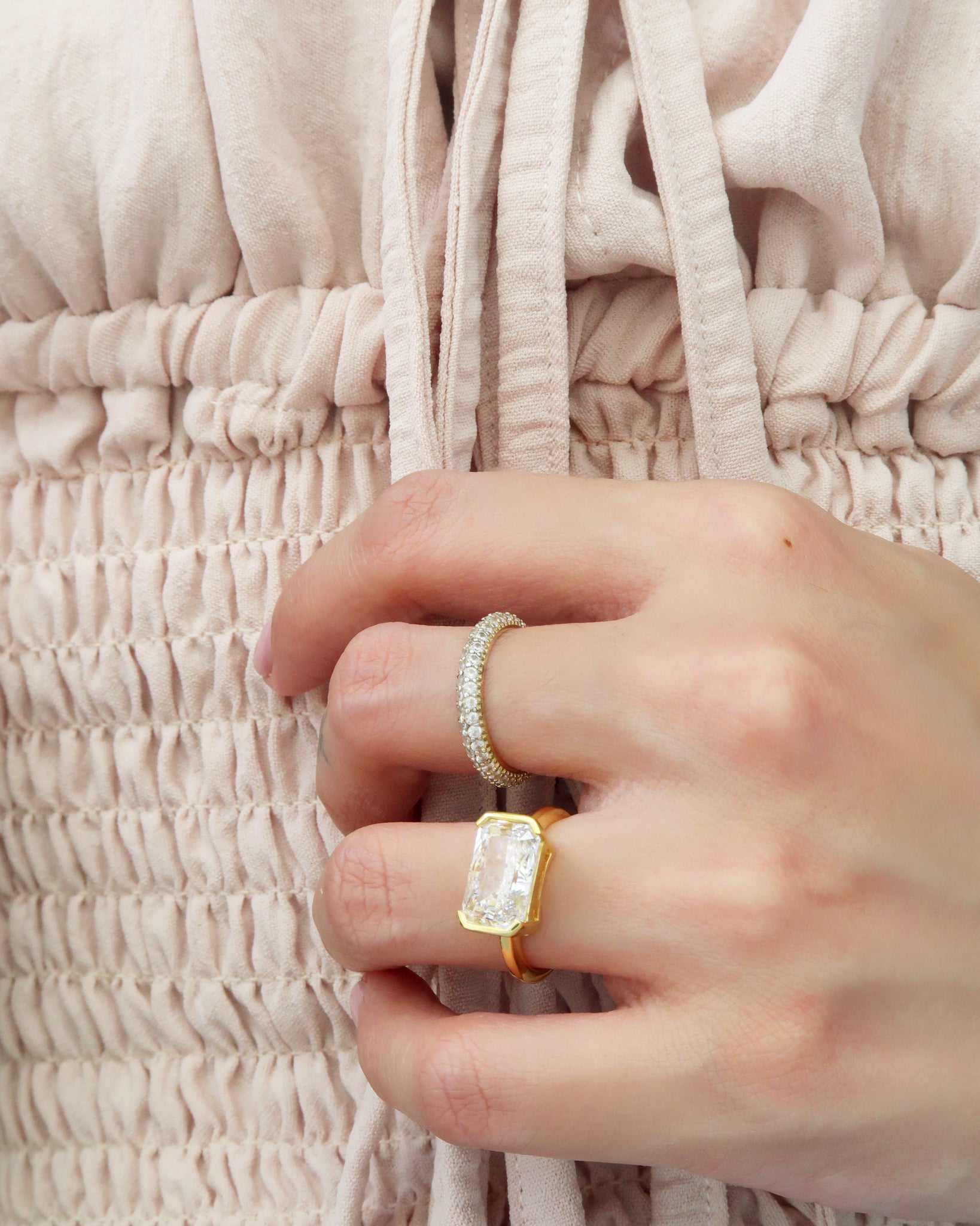 Rare Rectangular Cut Radiant Diamond Ring