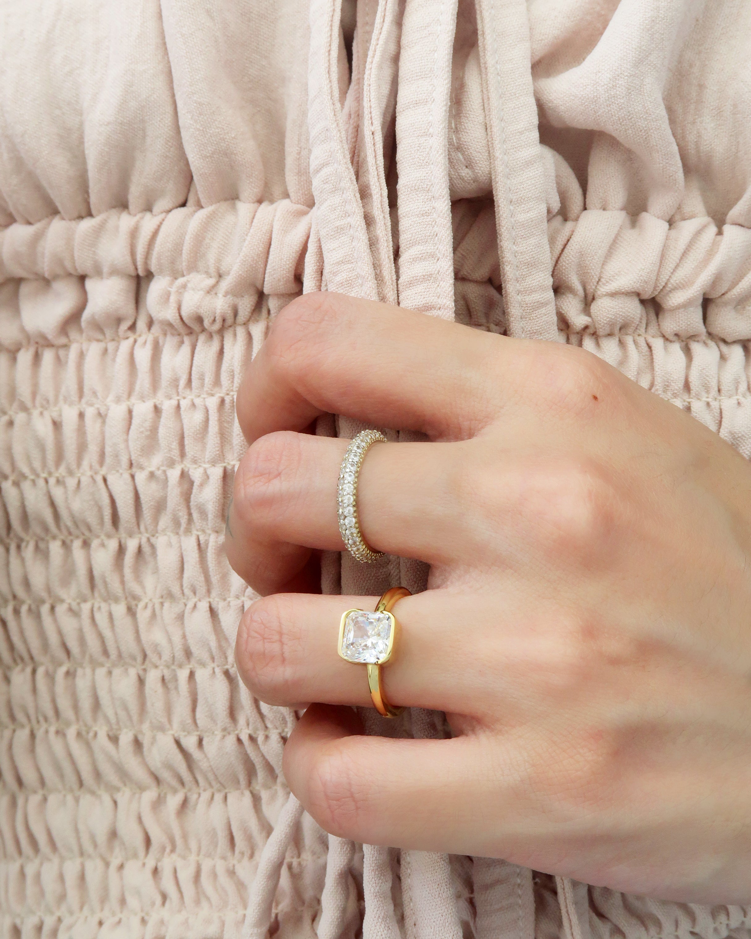 Rare Square Cut Radiant Diamond Ring