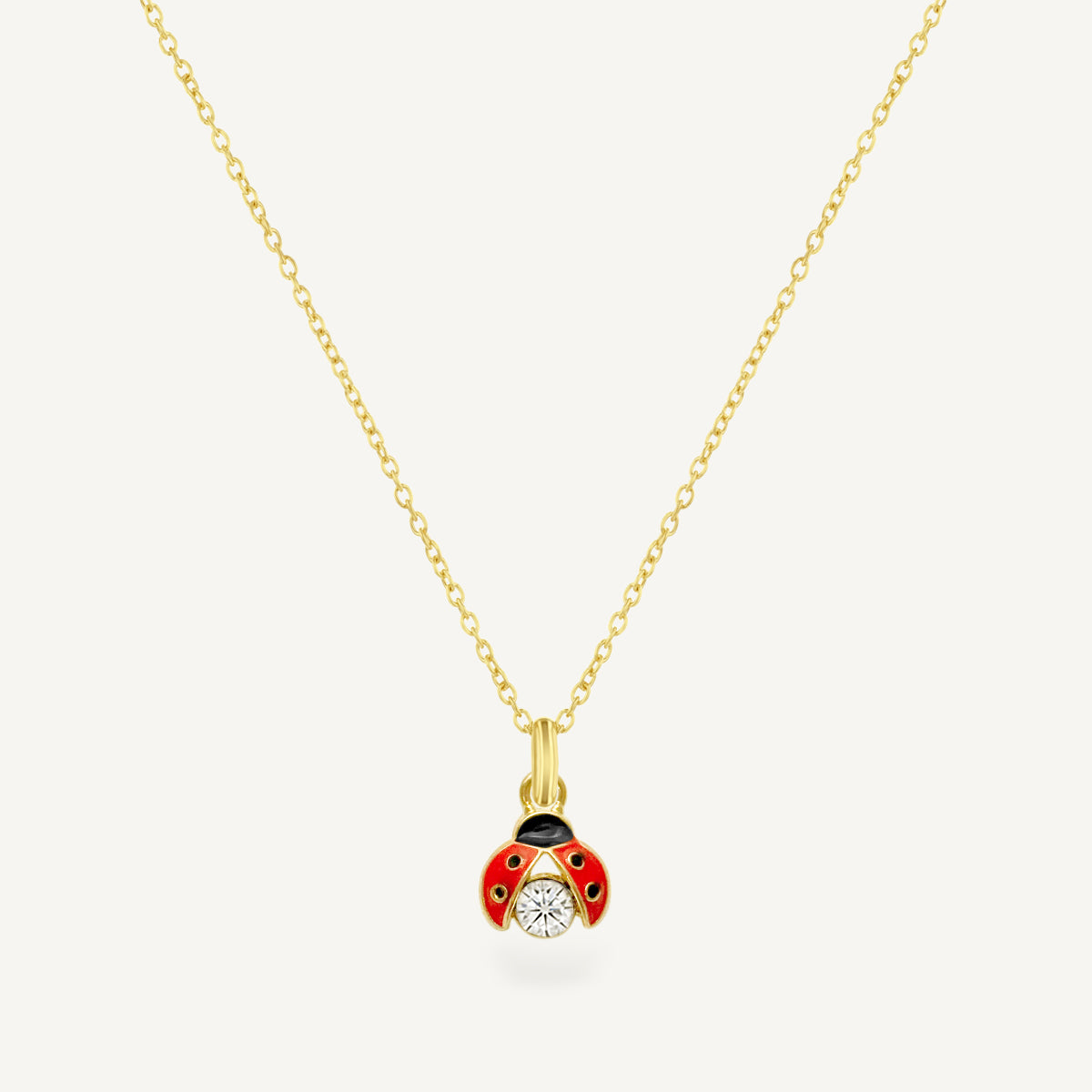 The Ladybug Pearl and CZ Necklace