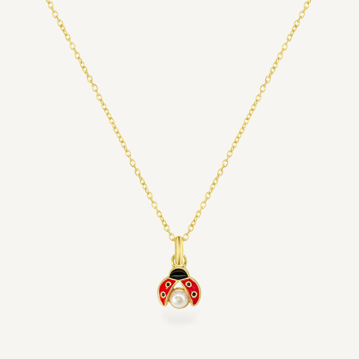 The Ladybug Pearl and CZ Necklace