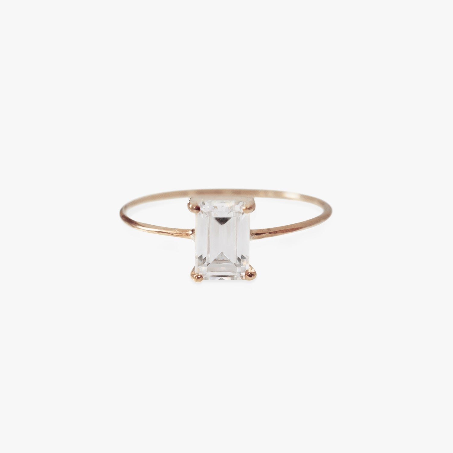 The Baguette Birthstone Ring in Solid Gold