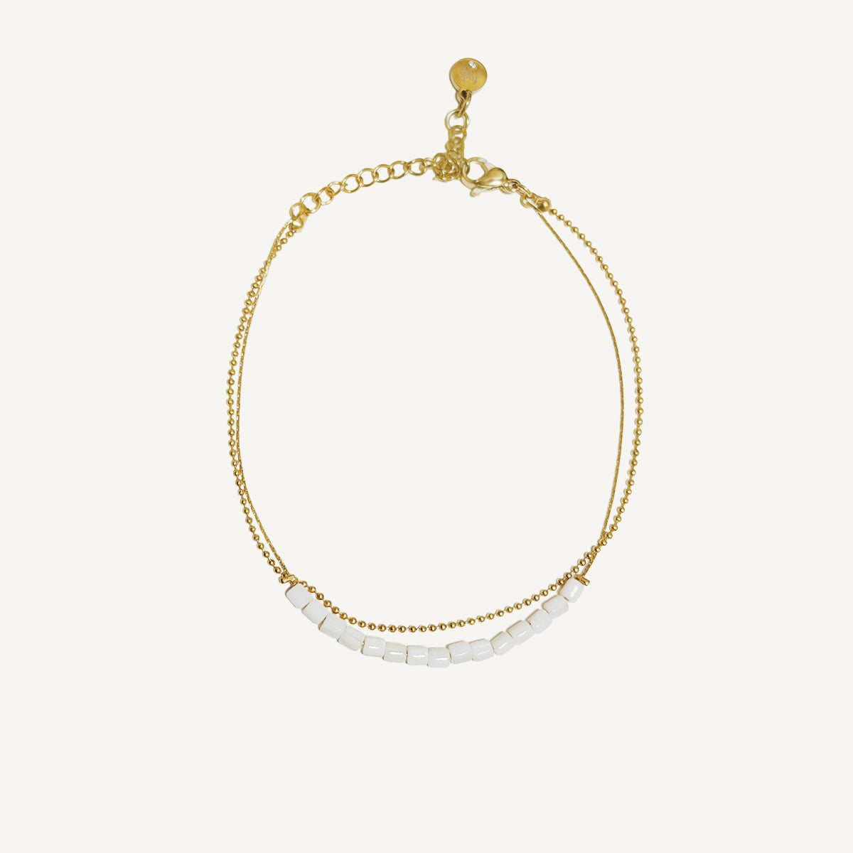 Seaside Ivory Beads Layered Anklet