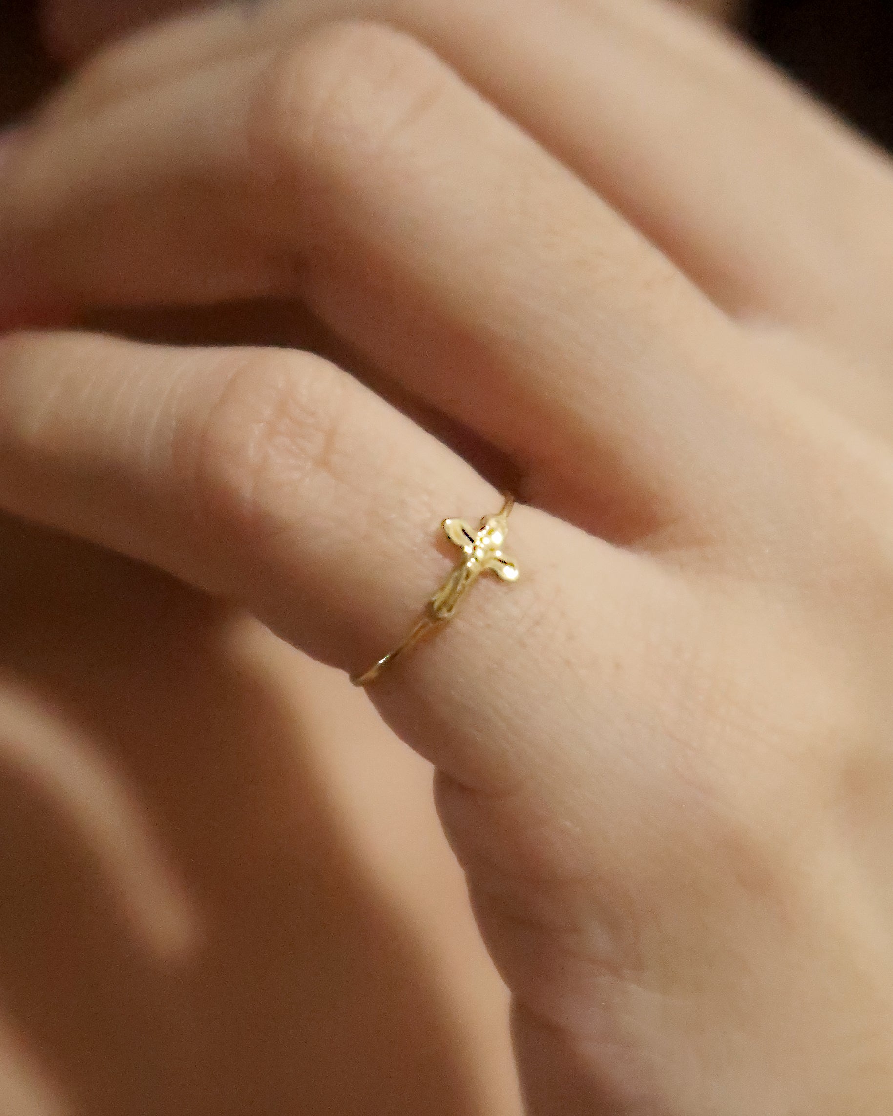 The Mini Classic Cross Ring in Solid Gold