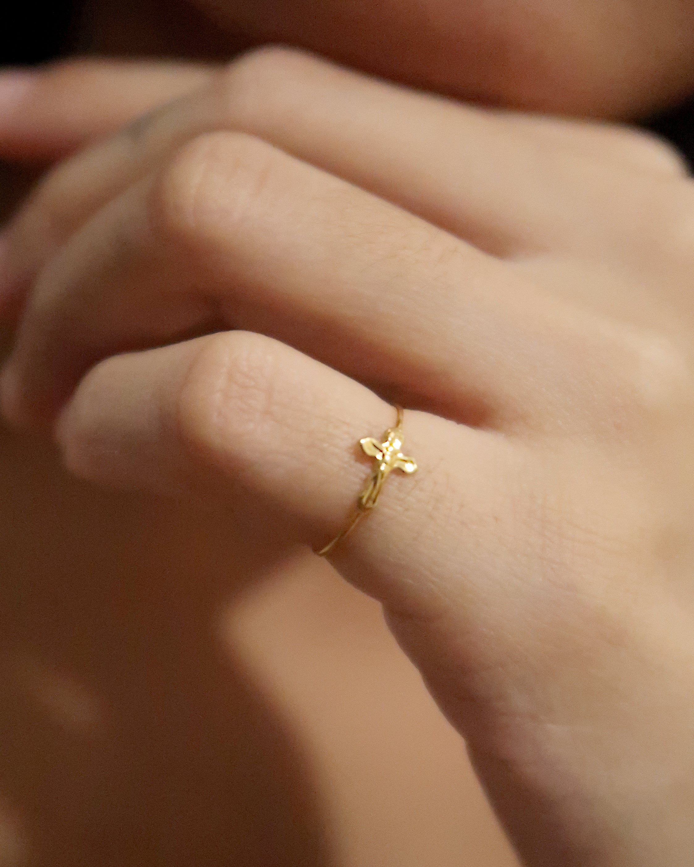 The Mini Classic Cross Ring in Solid Gold