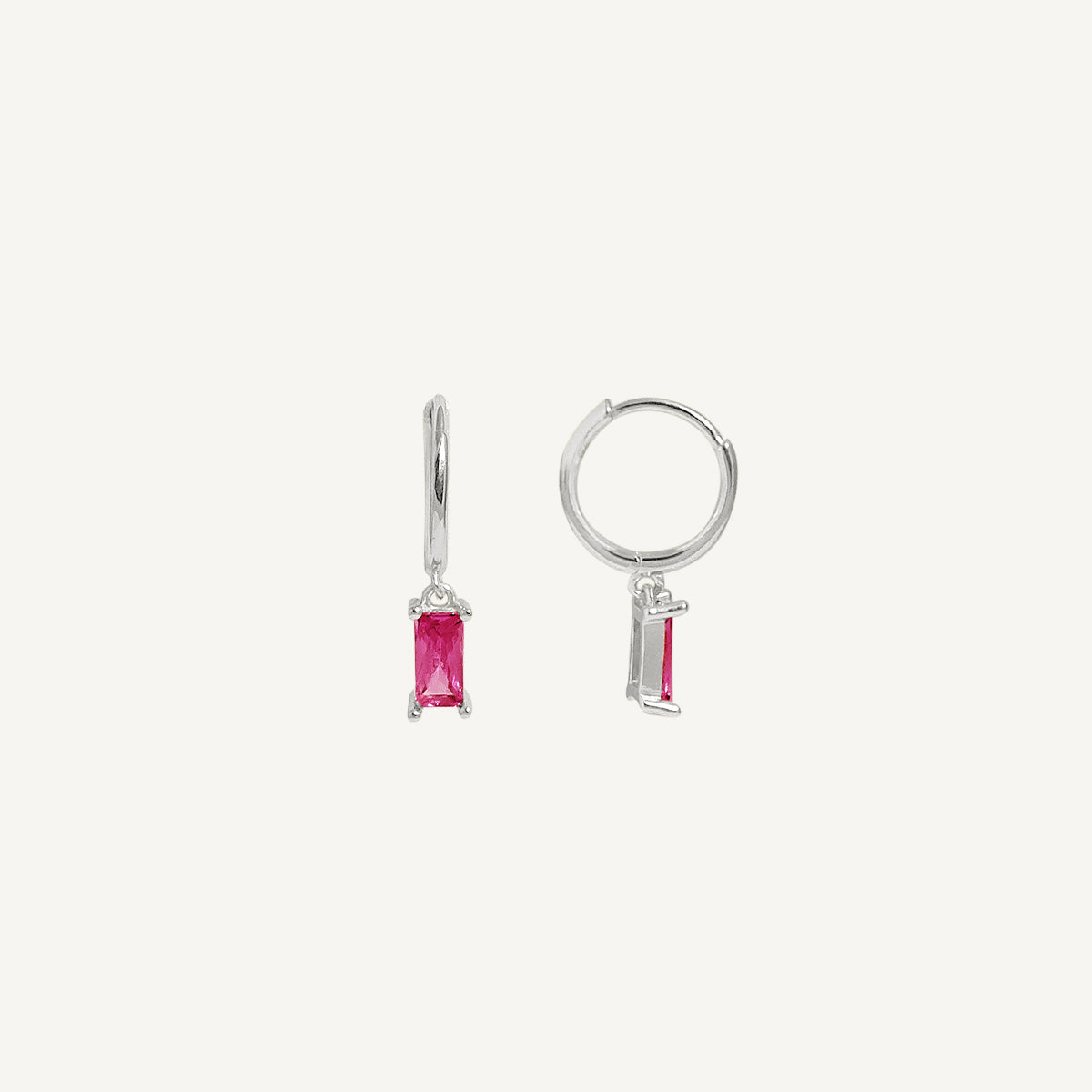 The Baguette Birthstone Hoops