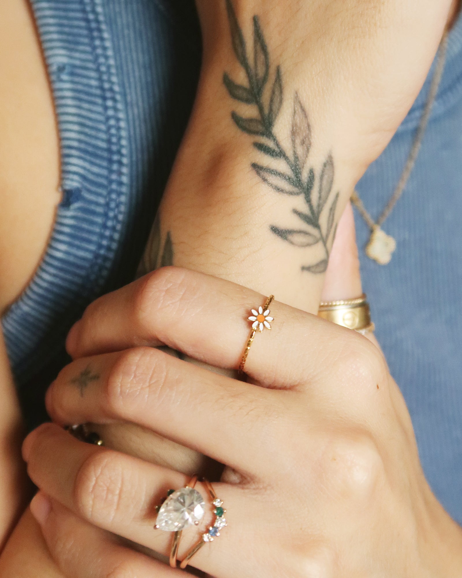 The Skinny Textured Daisy Ring