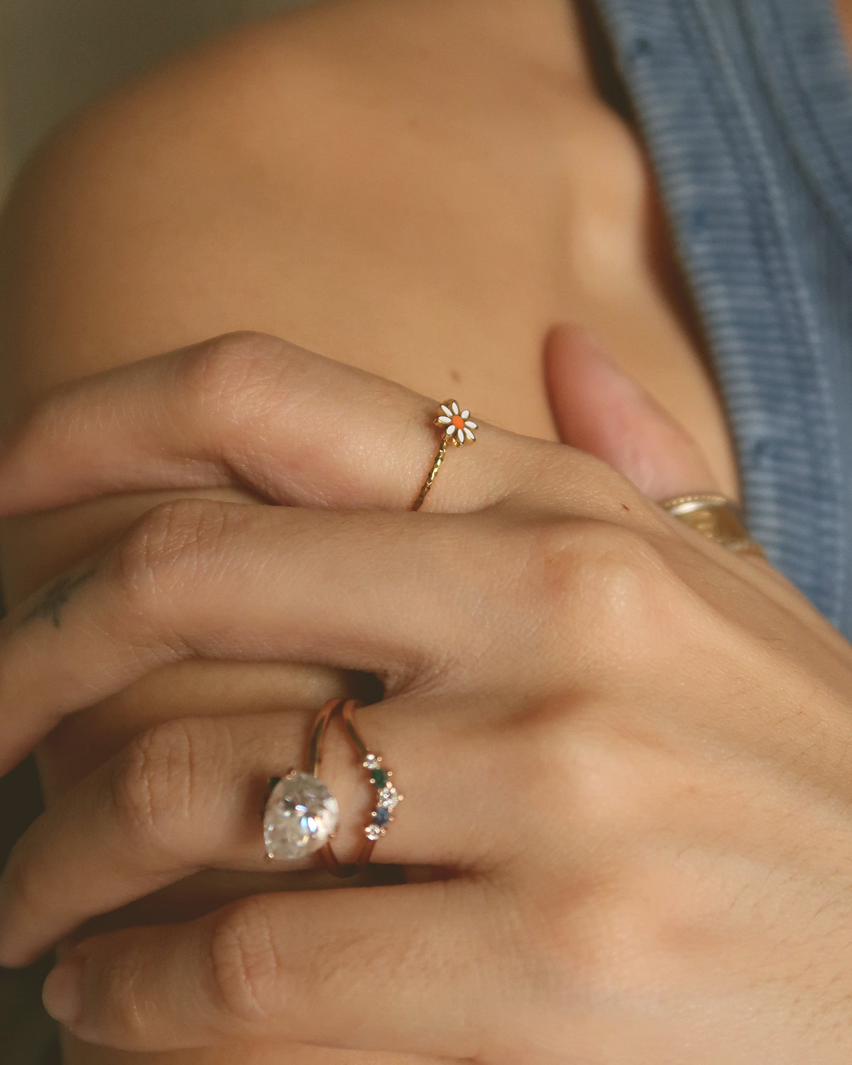 The Skinny Textured Daisy Ring