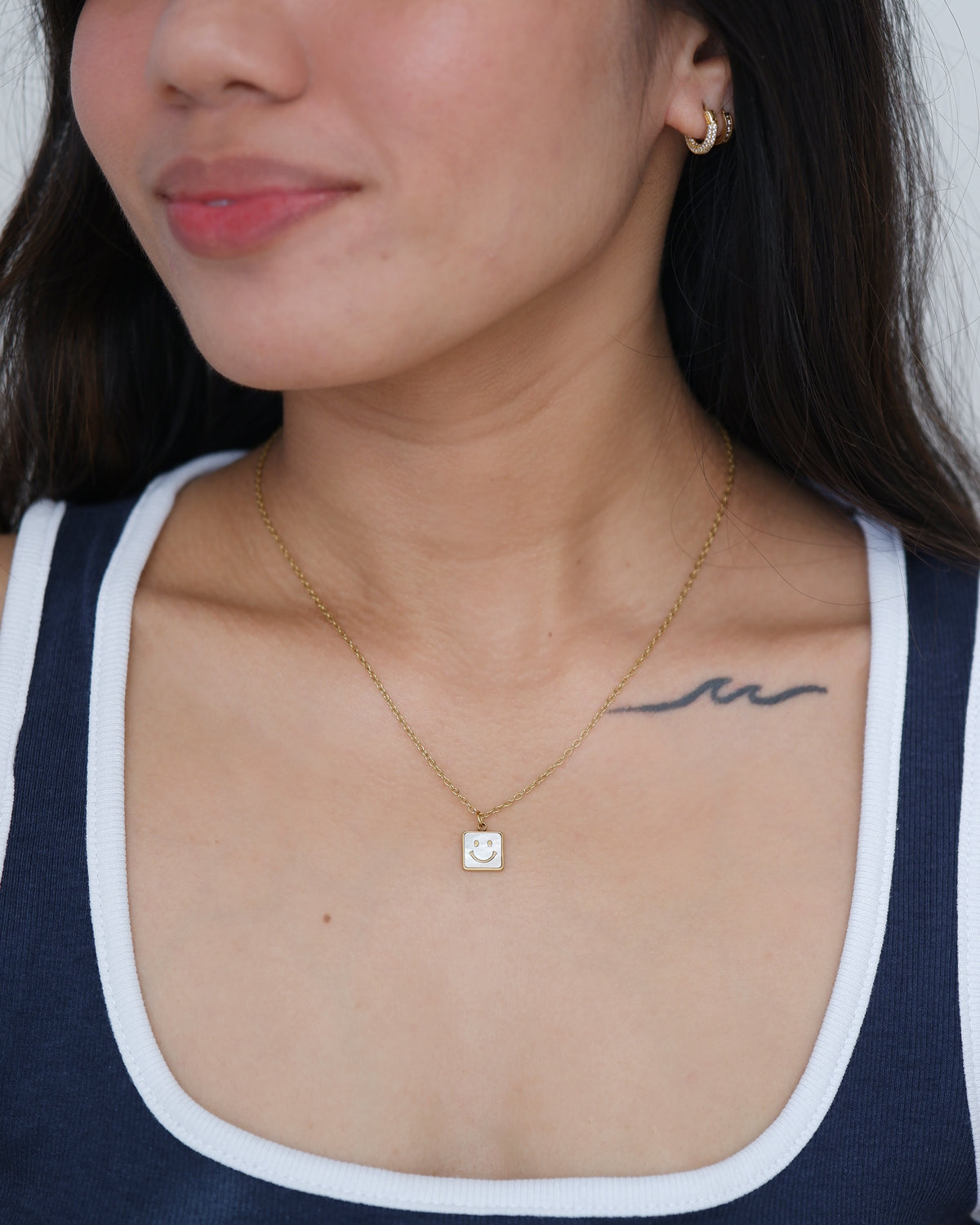 The Smiley Pearl Tag Necklace