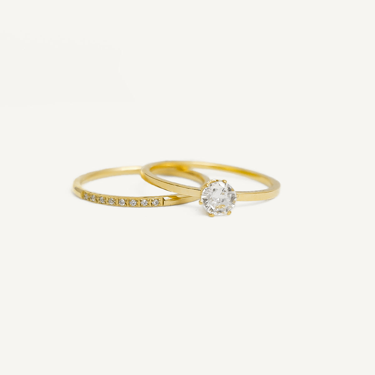 The Half Eternity and Six-Prong Solitaire Ring Bundle