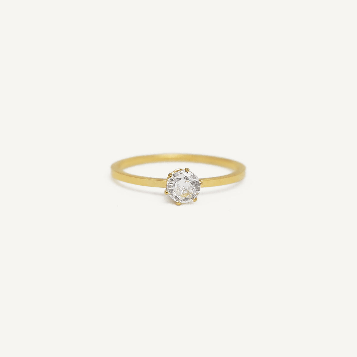 The Solitaire Zircon Ring in Six-Prong Setting