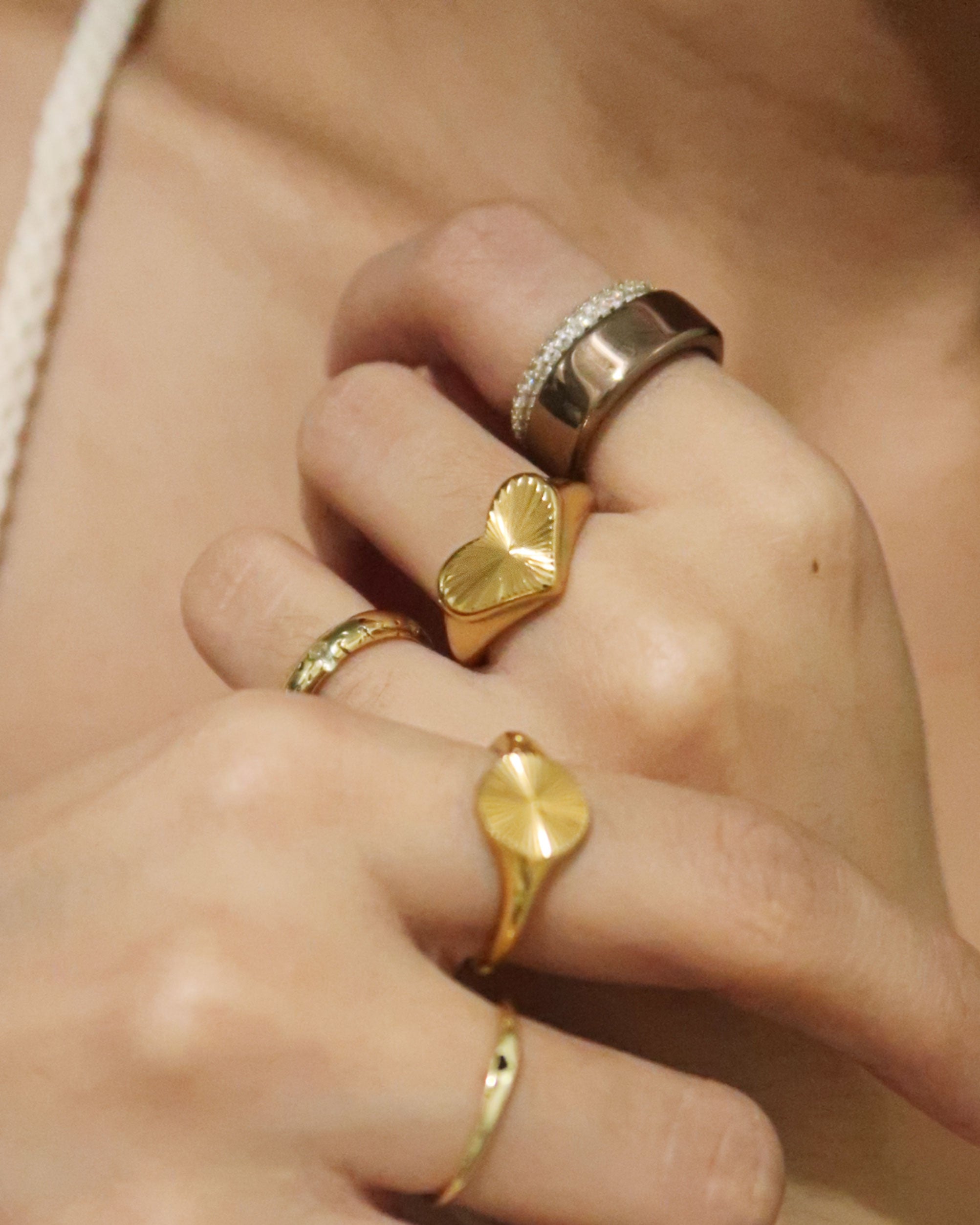The Sun Ray Heart Signet Ring