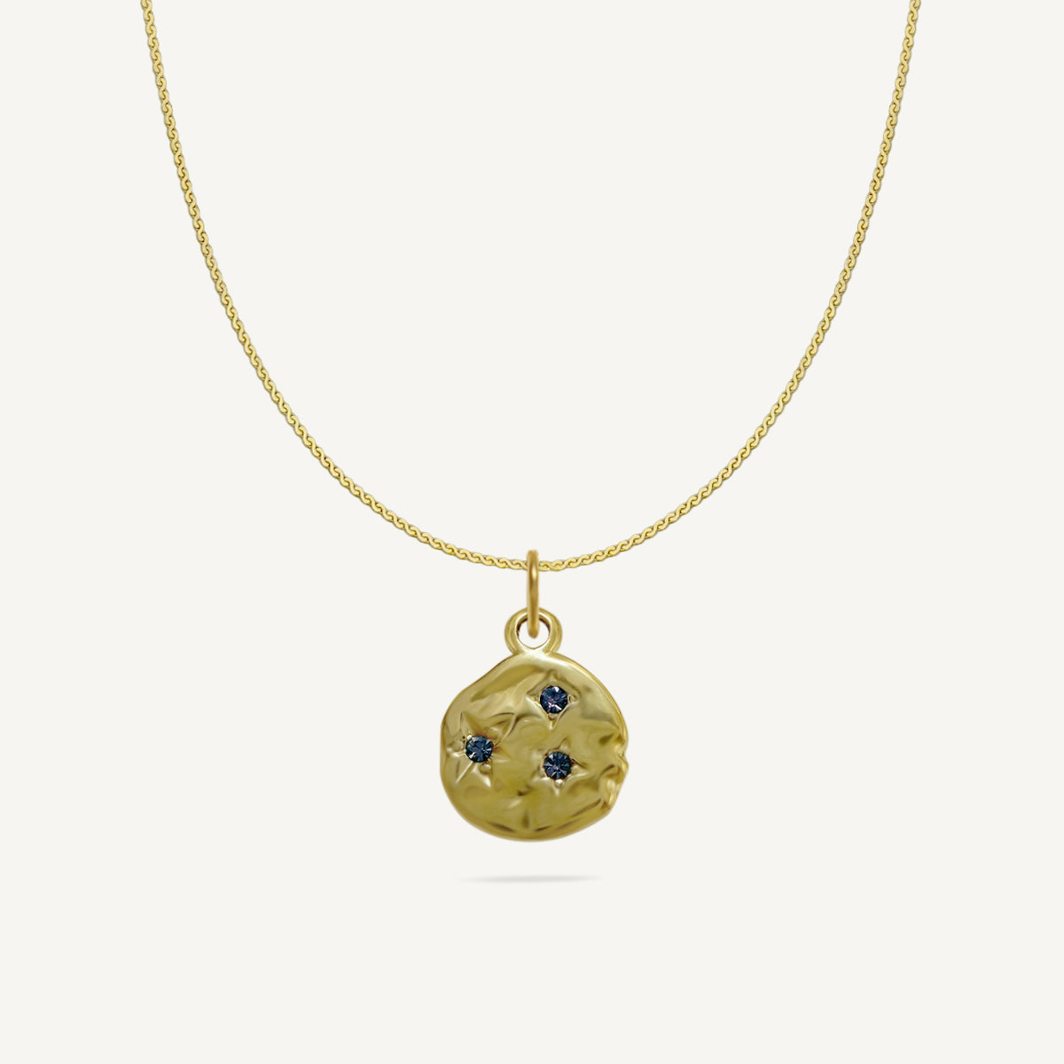 The Wavy Disc Scattered Birthstone Necklace
