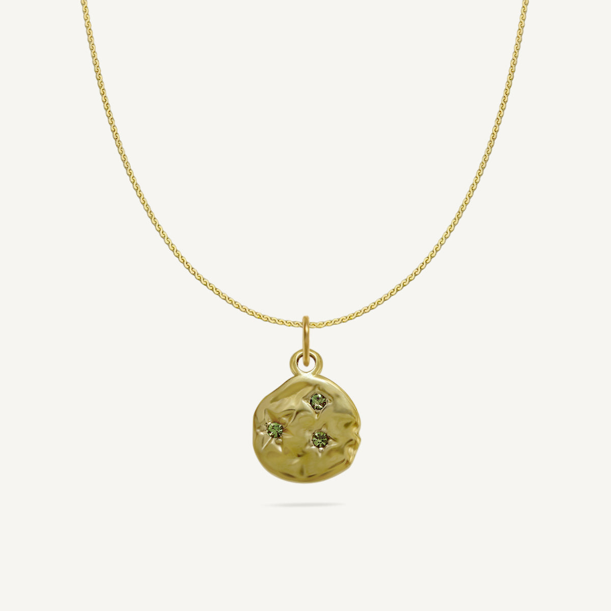The Wavy Disc Scattered Birthstone Necklace