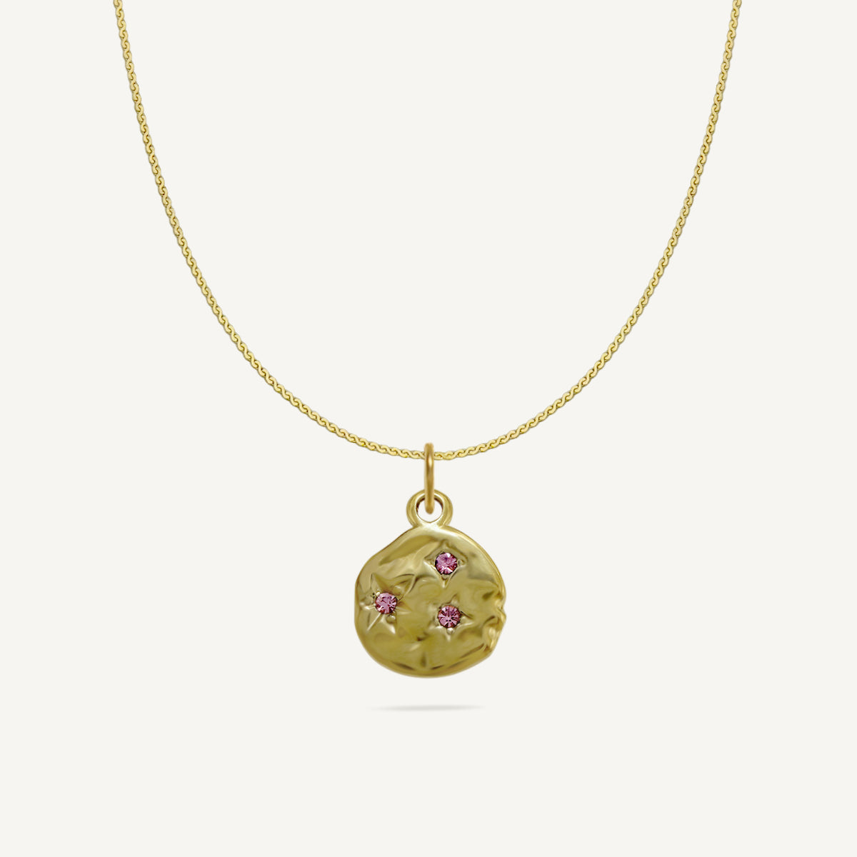 The Wavy Disc Scattered Birthstone Necklace