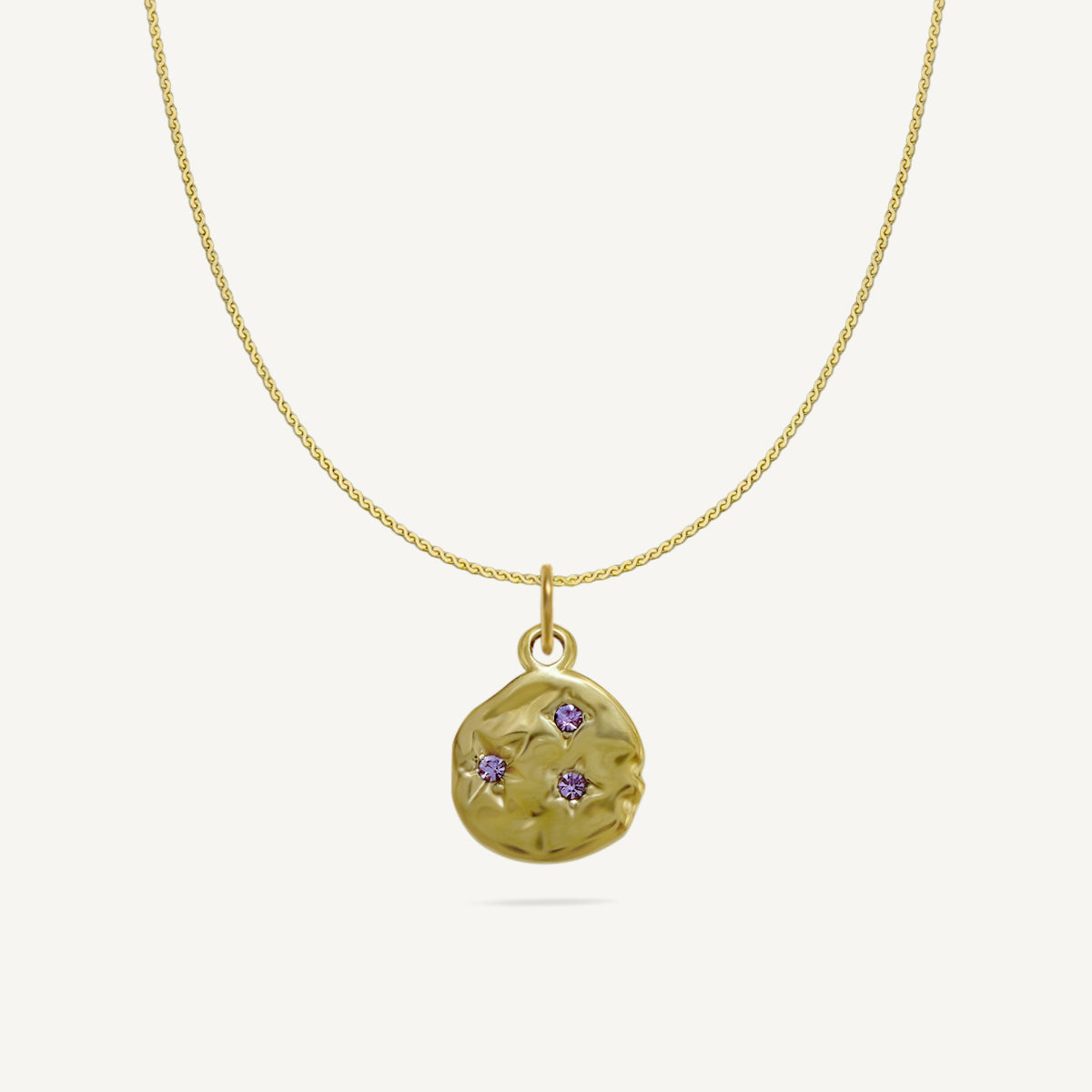 The Wavy Disc Scattered Birthstone Necklace