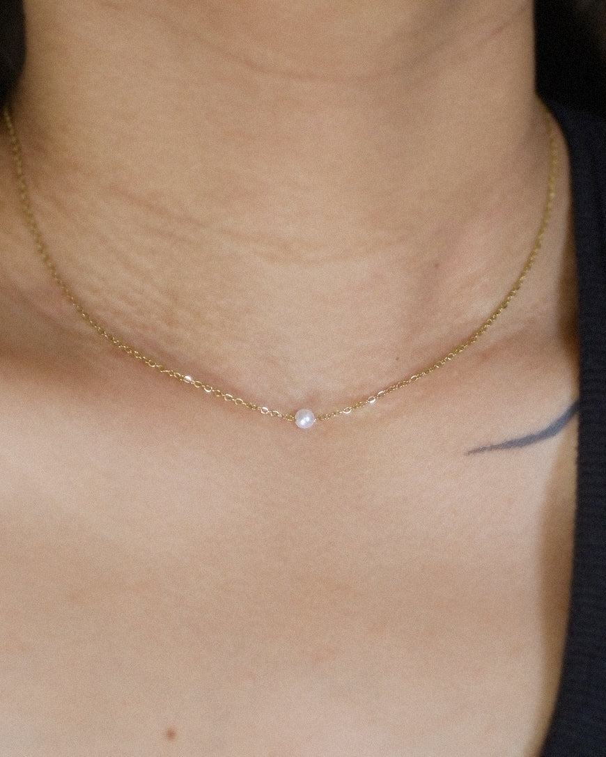 The Tiniest Floating Pearl Necklace