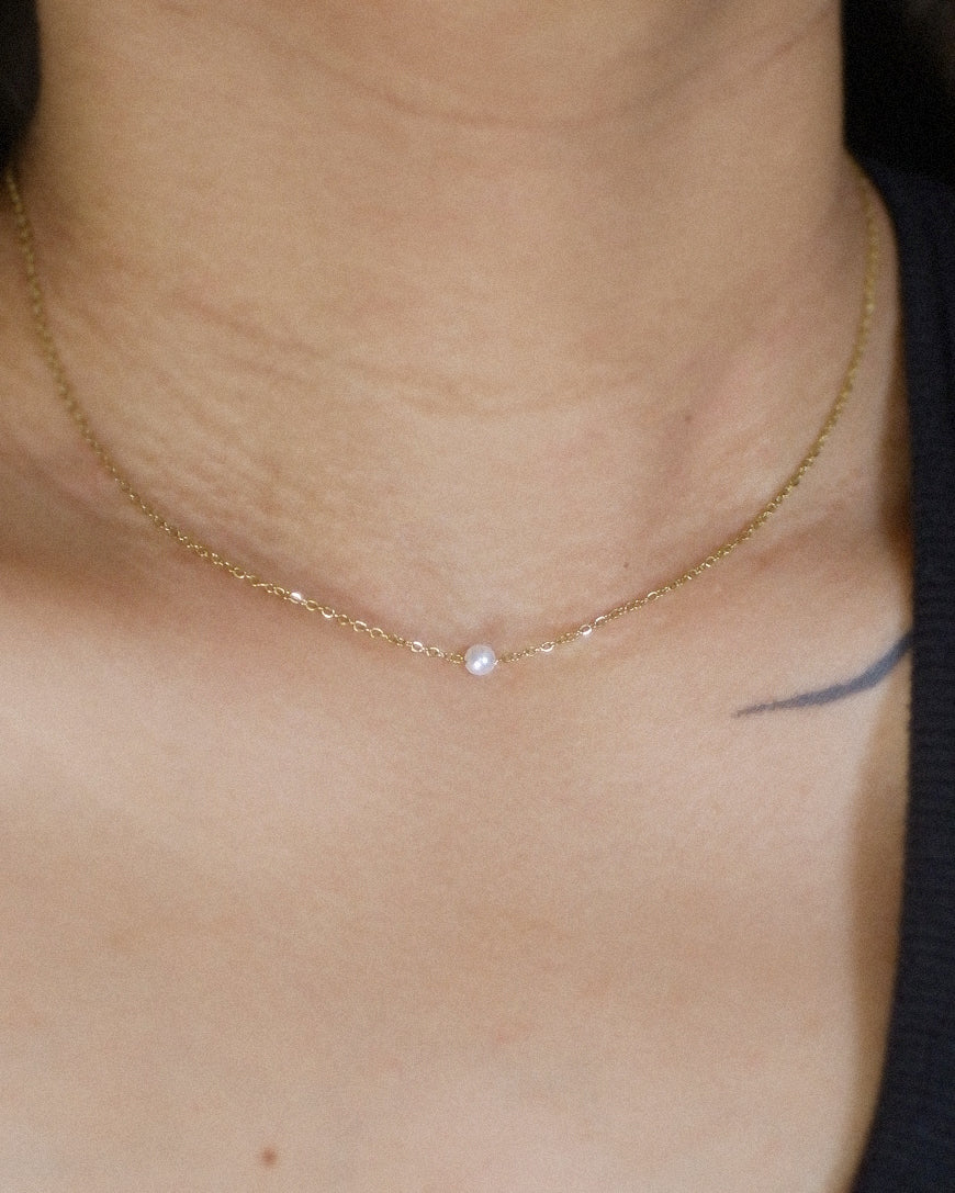 The Tiniest Floating Pearl Necklace